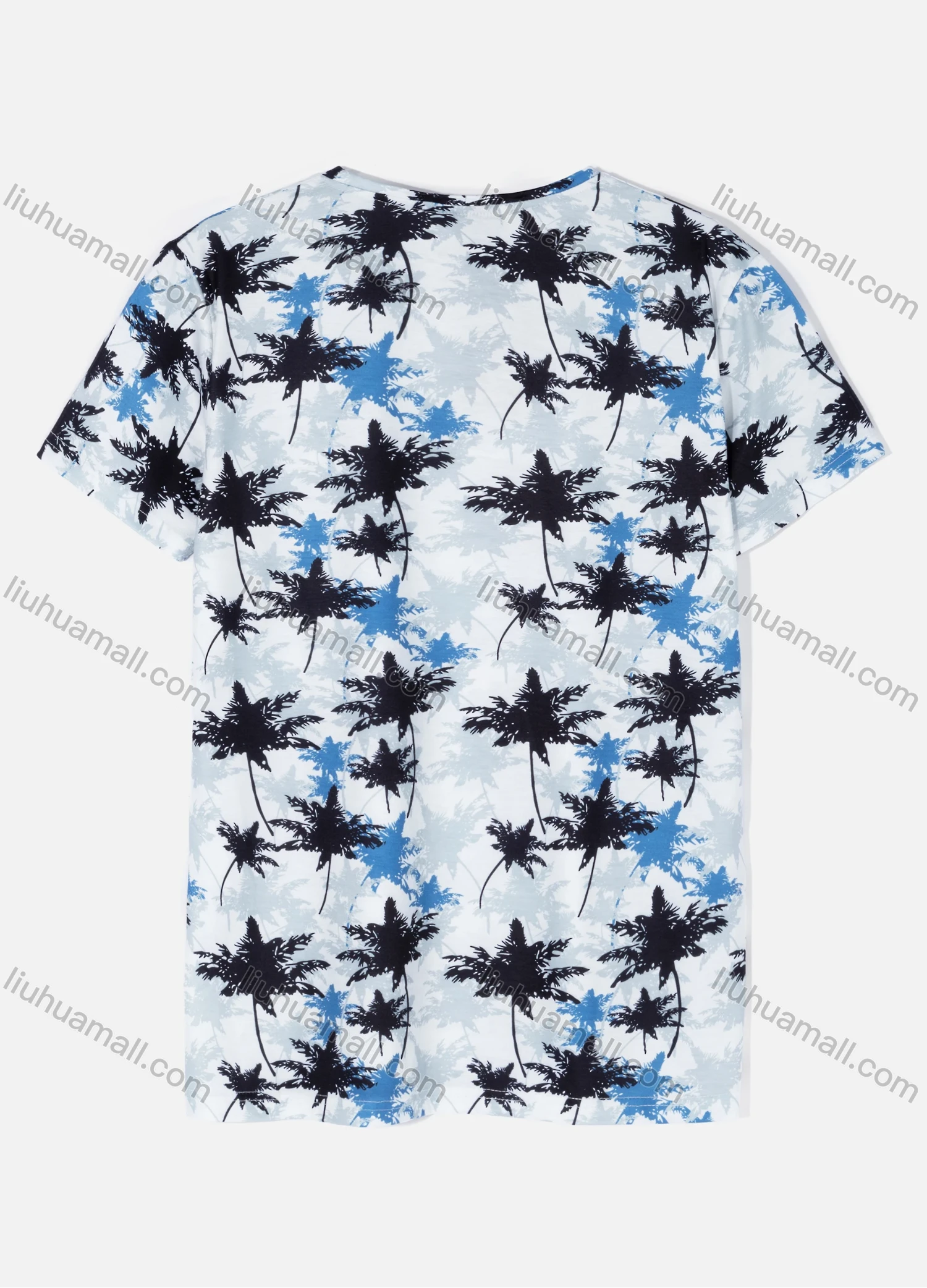 Wholesale Men's Casual Crew Neck Short Sleeve Plant Print T-shirts 26# - Liuhuamall