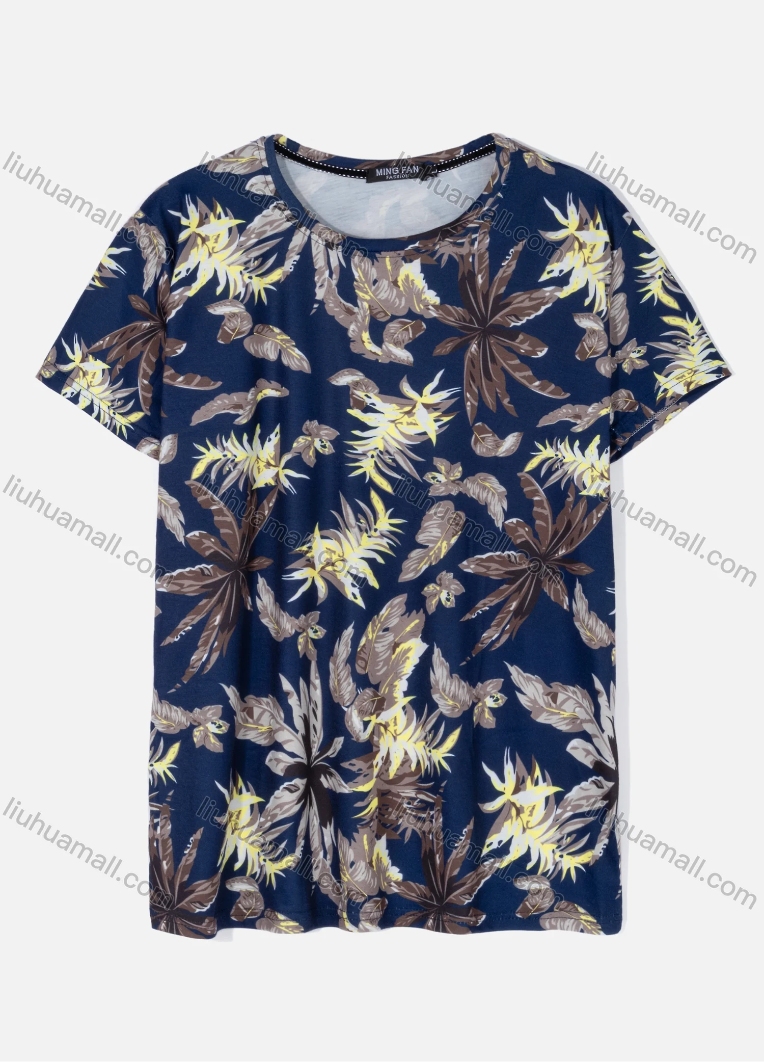Wholesale Men's Casual Crew Neck Short Sleeve Plants Plant Print T-shirts 62050# - Liuhuamall