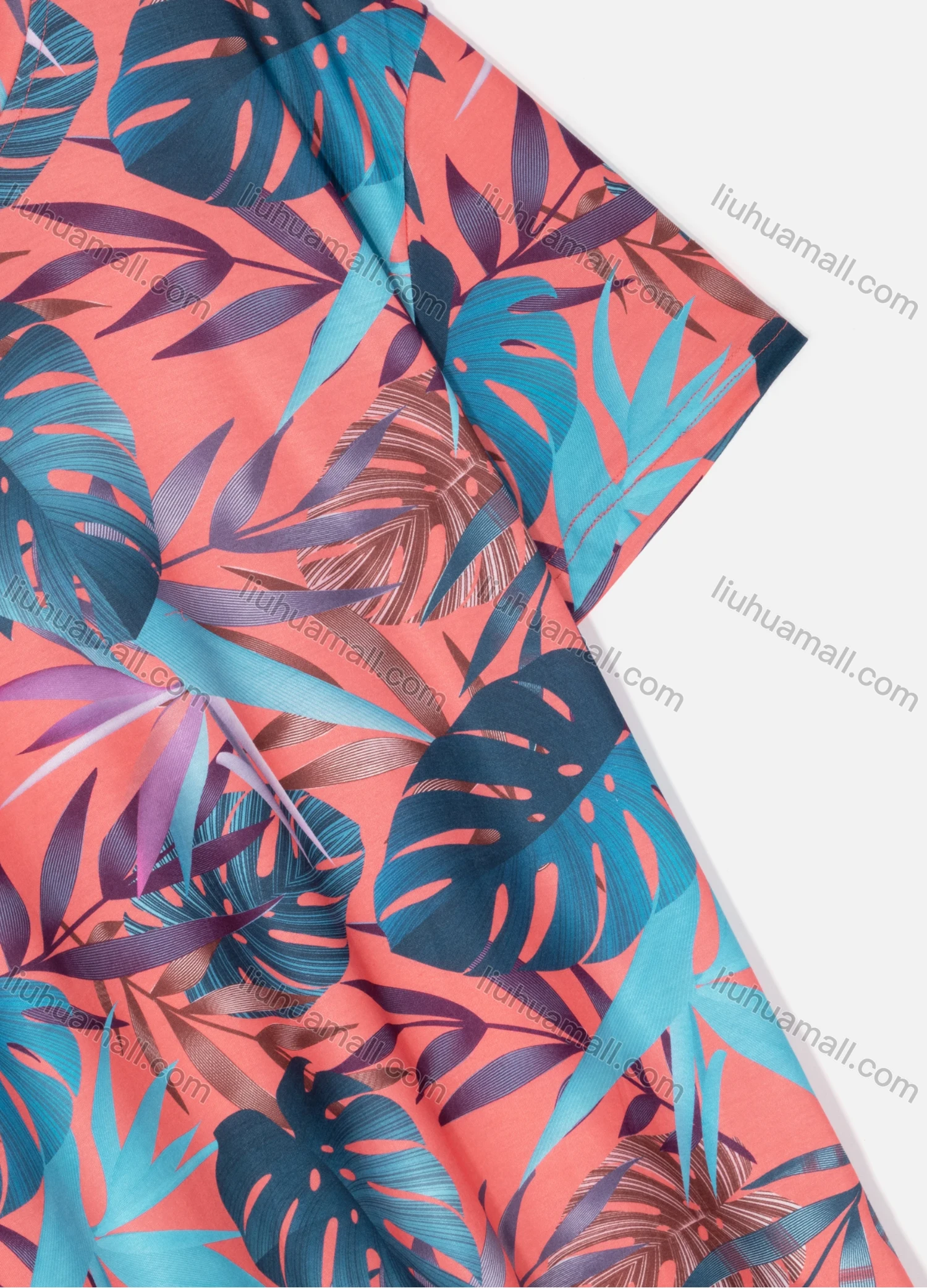 Wholesale Men's Casual Crew Neck Short Sleeve Tropical Plant Print T-shirts 07# - Liuhuamall