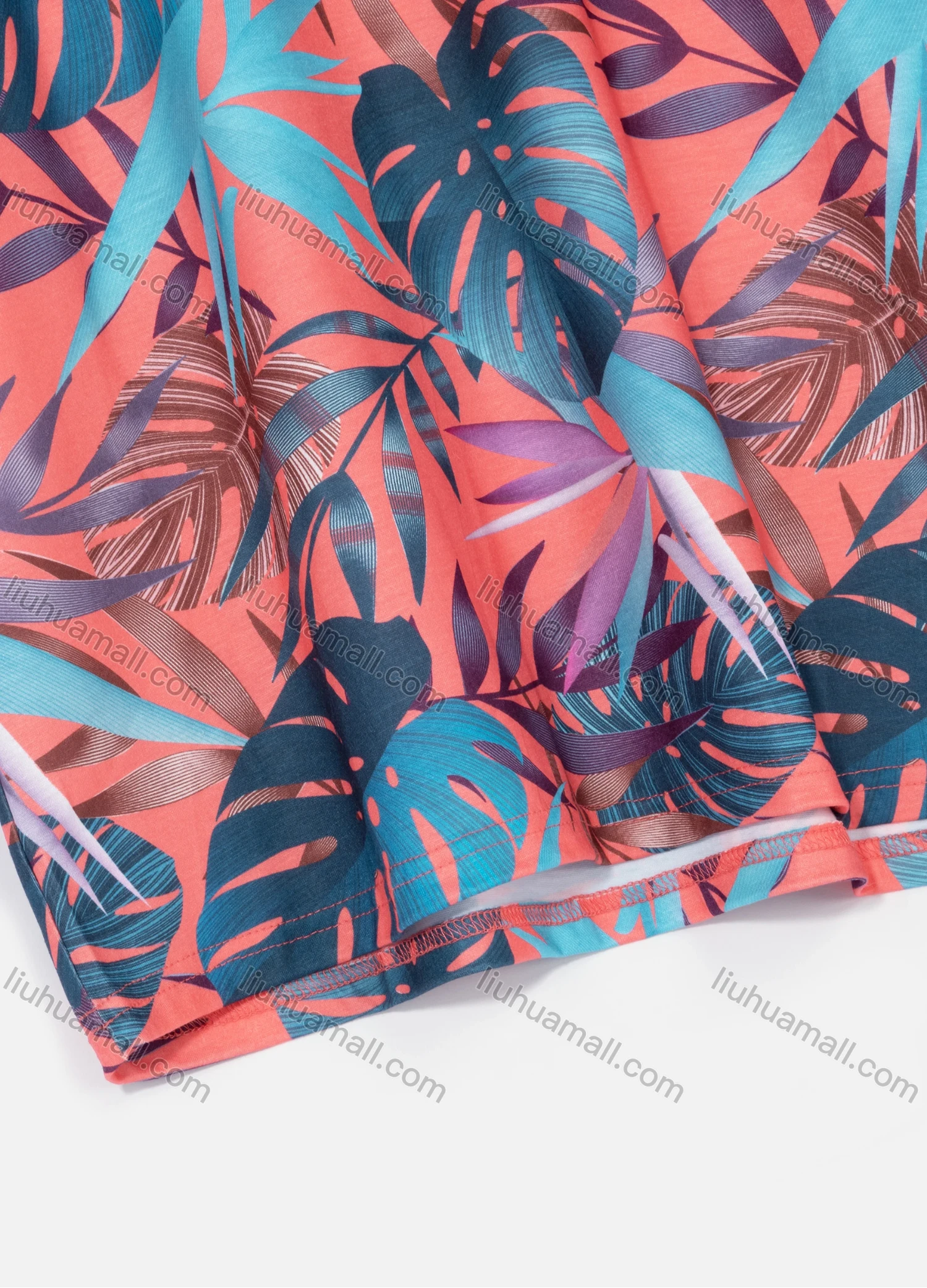 Wholesale Men's Casual Crew Neck Short Sleeve Tropical Plant Print T-shirts 07# - Liuhuamall