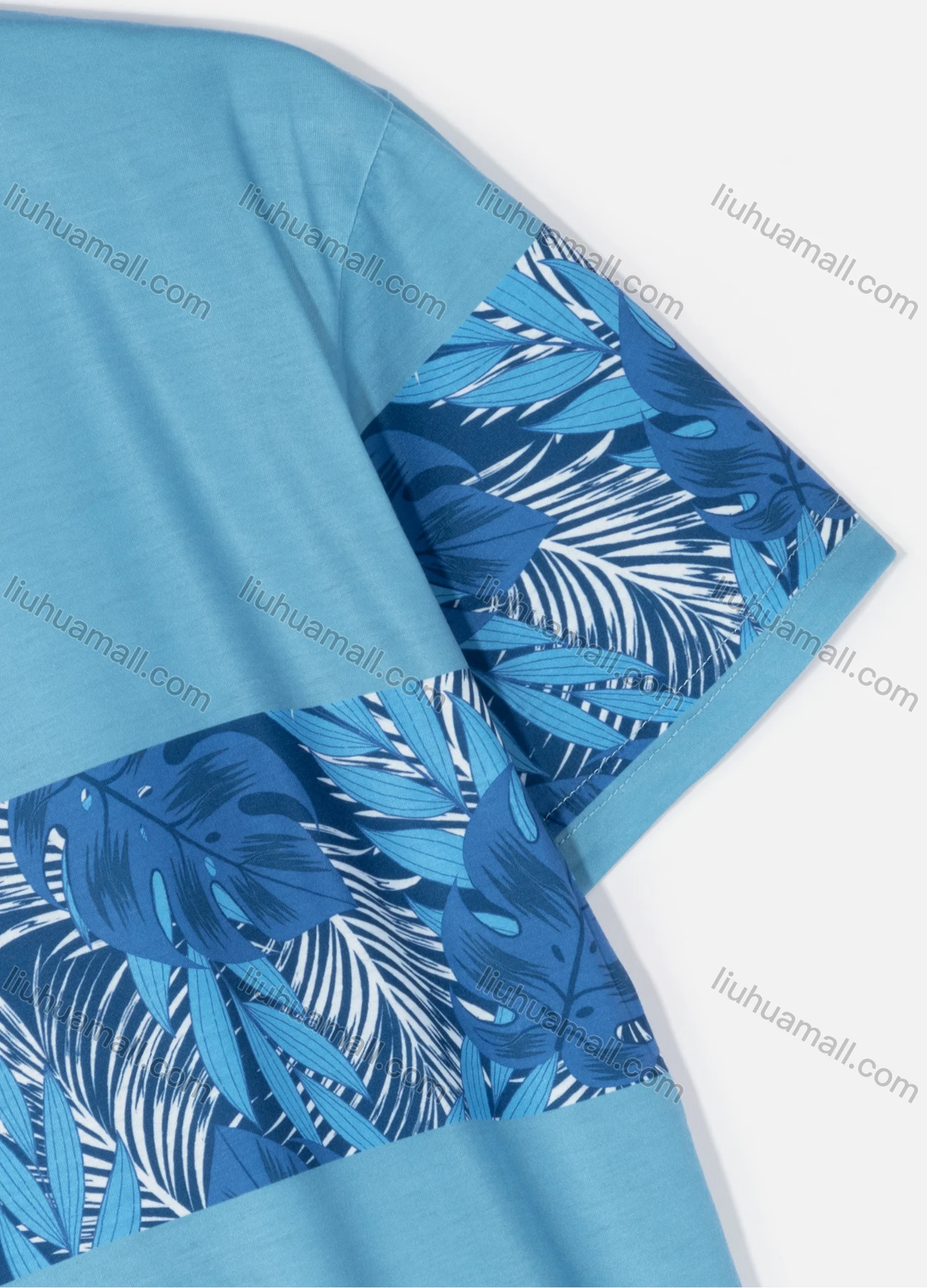 Wholesale Men's Casual Crew Neck Short Sleeve Tropical Splicing Print T-shirts - Liuhuamall