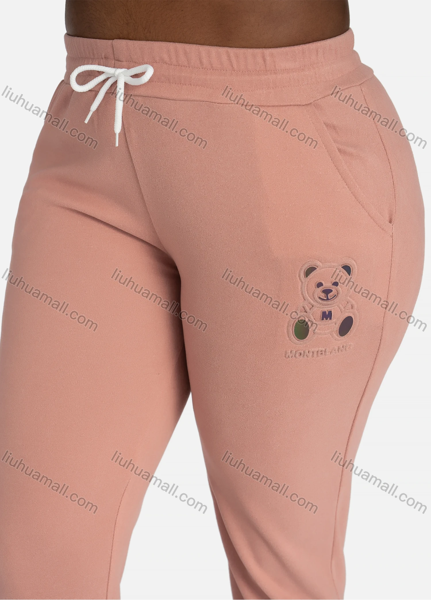 Wholesale Women's Casual Plain Slim Fit Bear High Waist Leg Pants WIth Drawstring - Liuhuamall