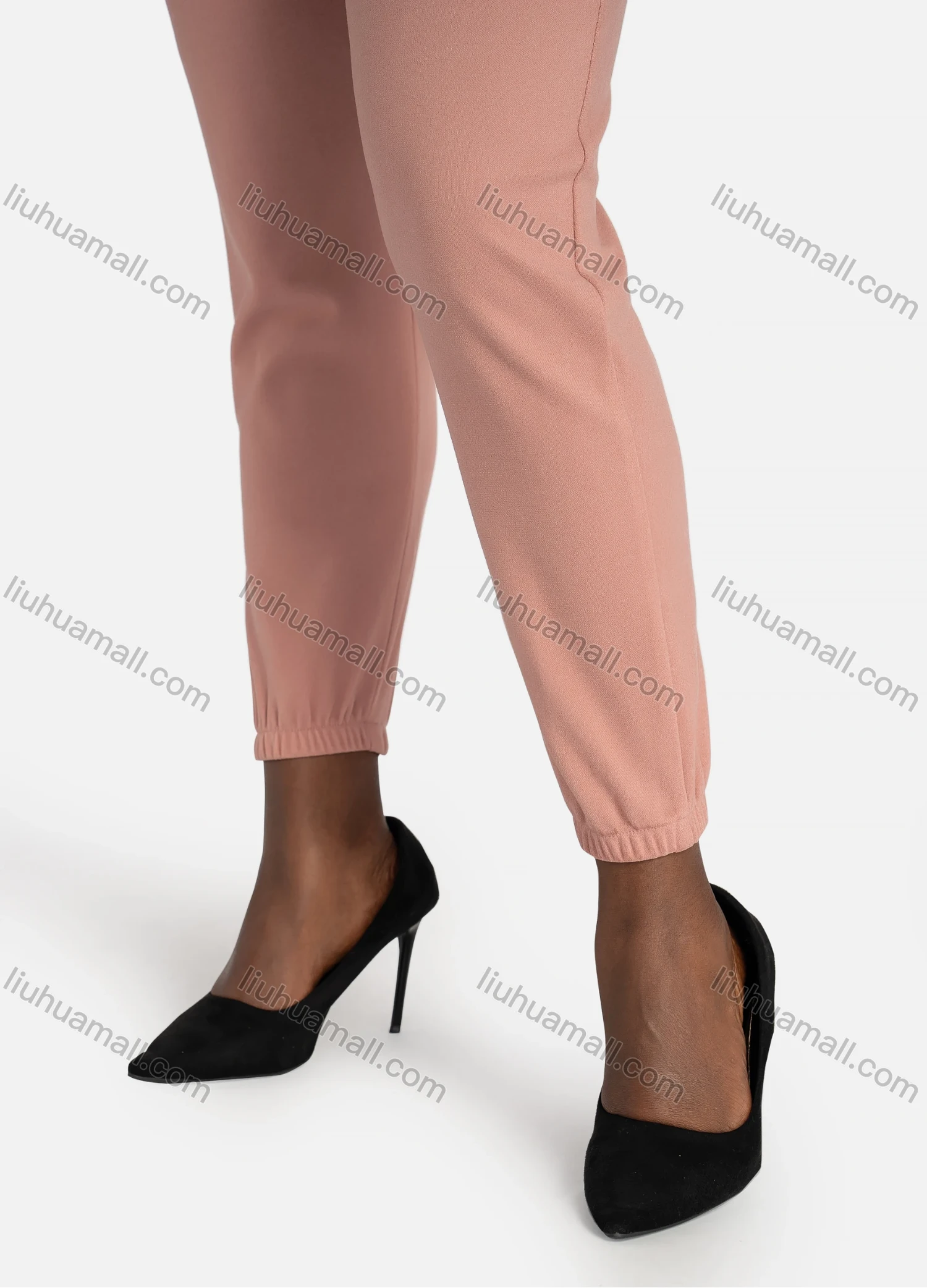 Wholesale Women's Casual Plain Slim Fit Bear High Waist Leg Pants WIth Drawstring - Liuhuamall