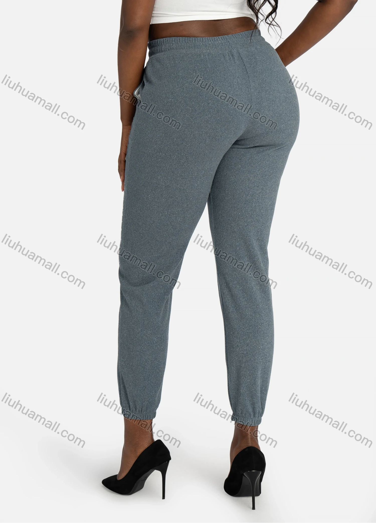 Wholesale Women's Casual Space Dye High Waist Narrow Leg Pants With Drawstring - Liuhuamall