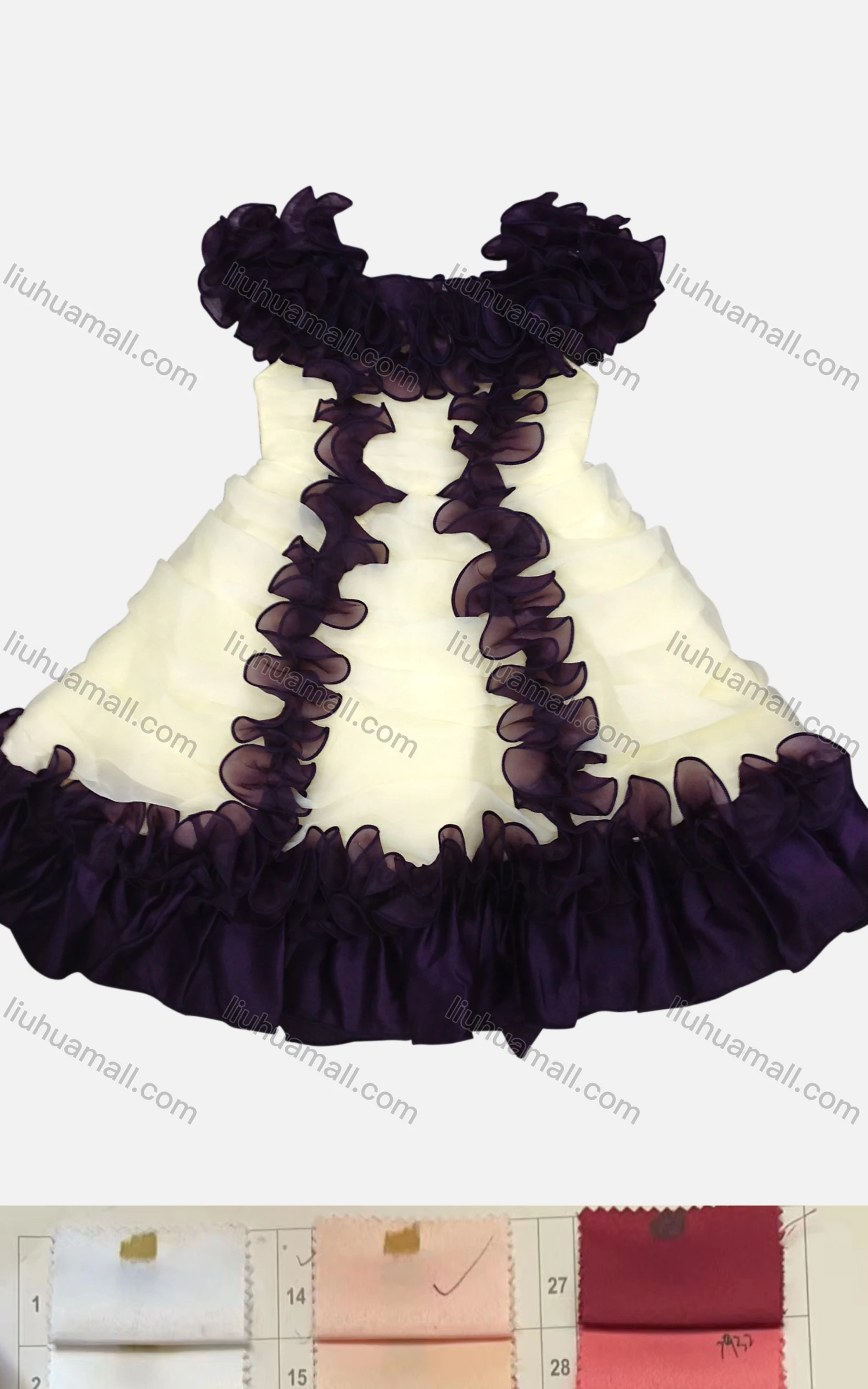Wholesale Girls Lovely Ruffle Trim Tiered Flower Dress - Liuhuamall