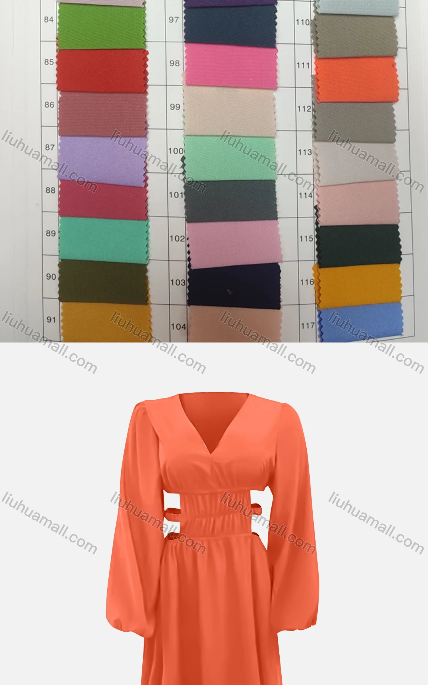 Wholesale Women's Casual V Neck Lantern Sleeve Hollow Out Maxi Dress - Liuhuamall