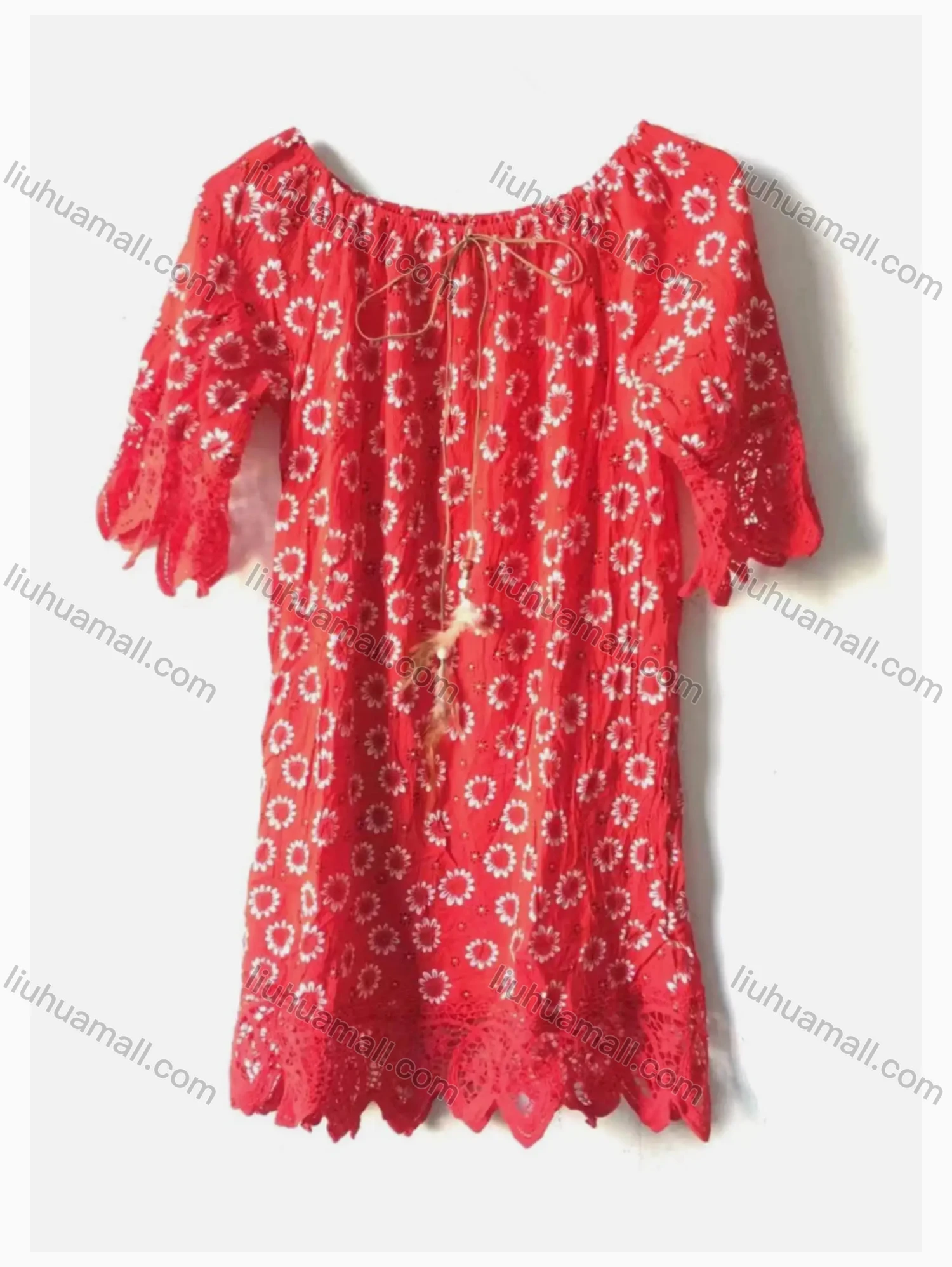 Wholesale Women's Casual Round Neck Short Sleeve Floral Print Short Dress - Liuhuamall