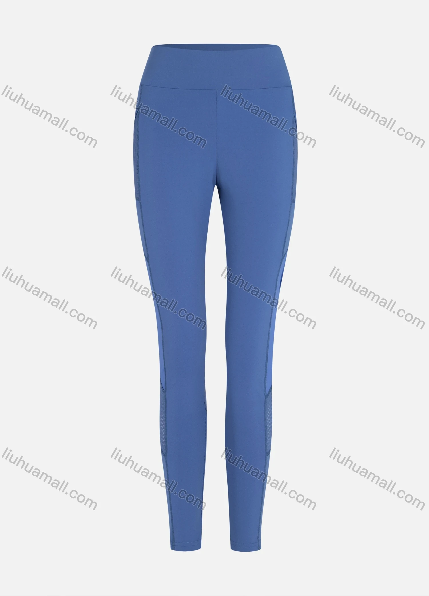 Wholesale Women's Sporty High Waist Sheer Mesh Plain Splicing Legging - Liuhuamall