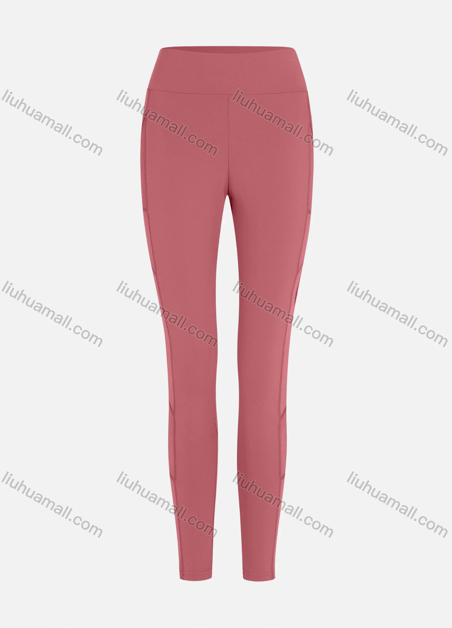 Wholesale Women's Sporty High Waist Sheer Mesh Plain Splicing Legging - Liuhuamall