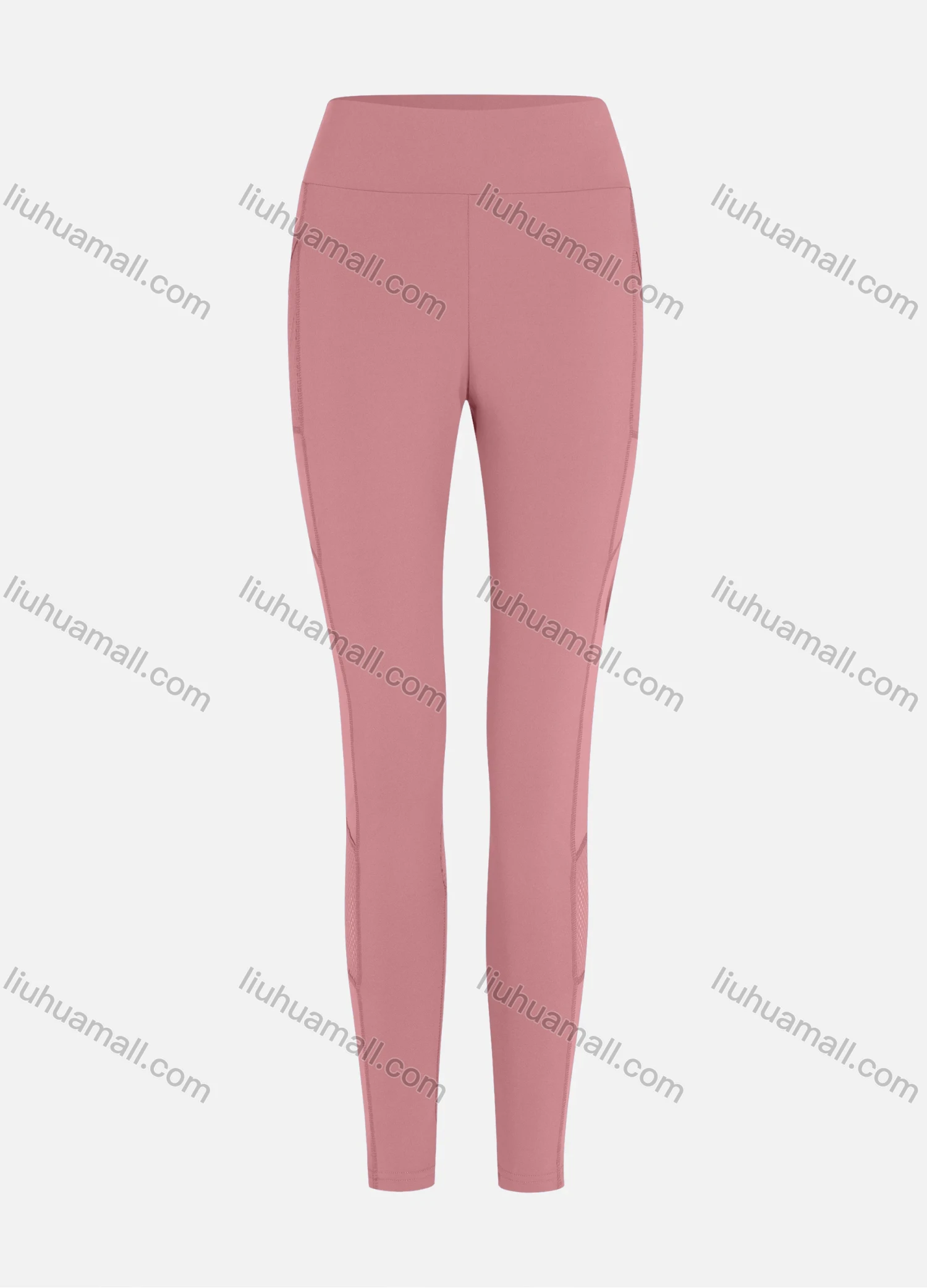 Wholesale Women's Sporty High Waist Sheer Mesh Plain Splicing Legging - Liuhuamall