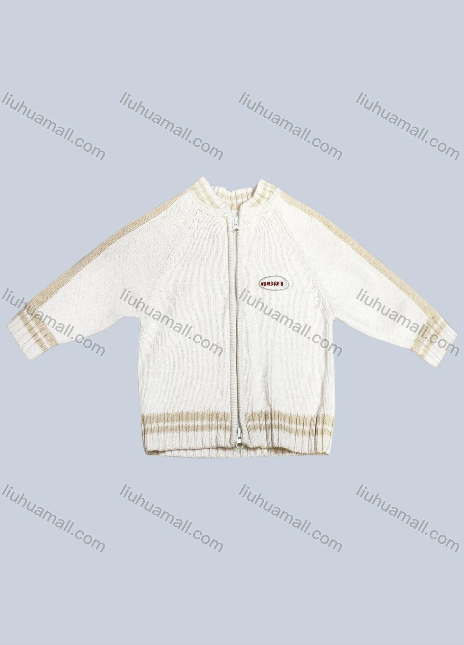 Wholesale Girl's Casual Striped Trim Long Sleeve Zipper Knited Sweater Jacket - Liuhuamall