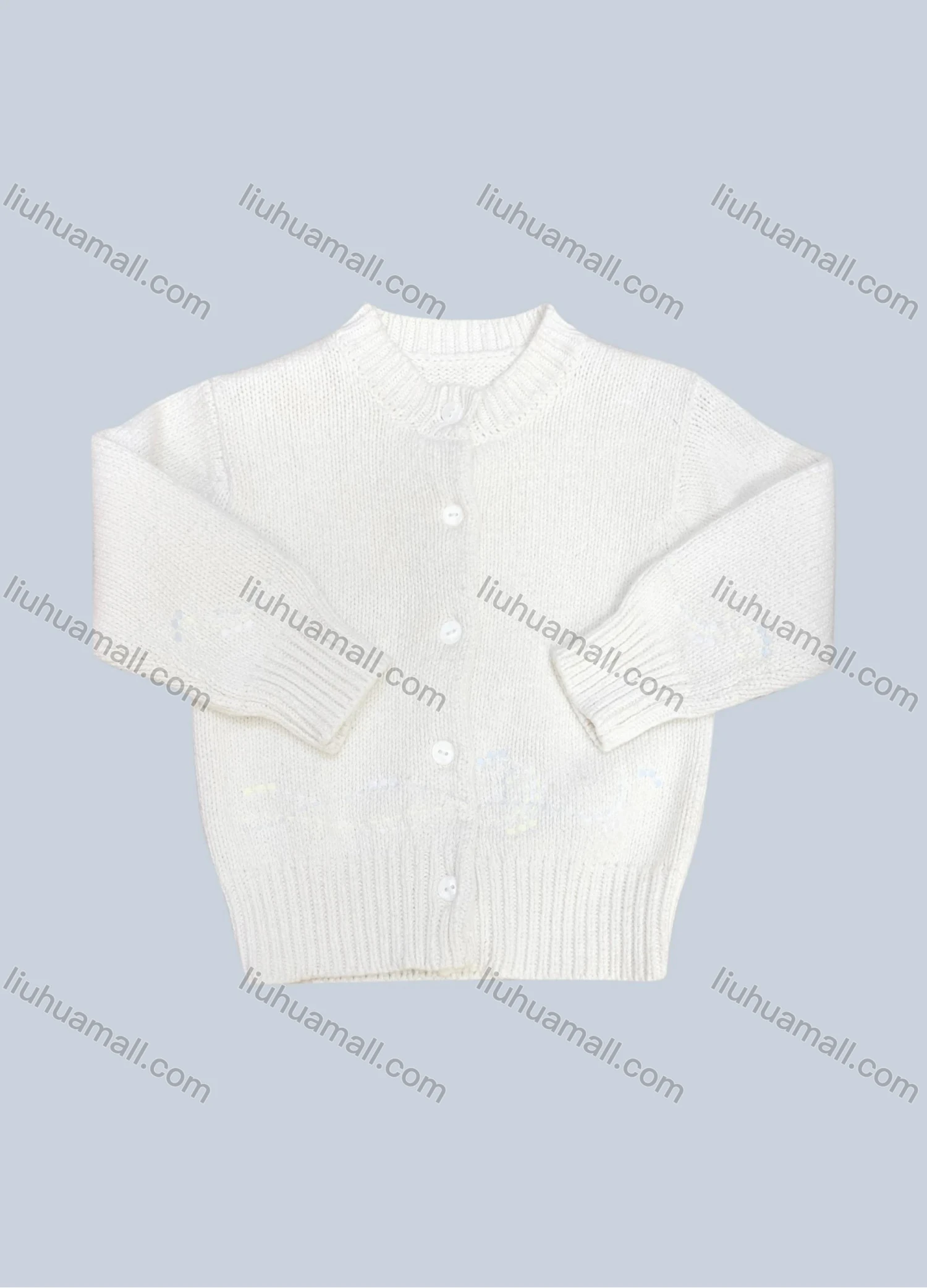 Wholesale Girl's Casual Crew Neck Long Sleeve Plain Button Down Knited Sweater Cardigan - Liuhuamall