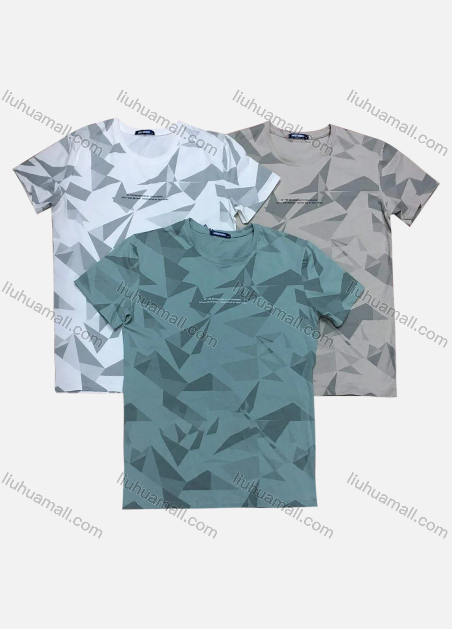 Wholesale Men's Short Sleeve Triangle Print T-Shirt - Liuhuamall