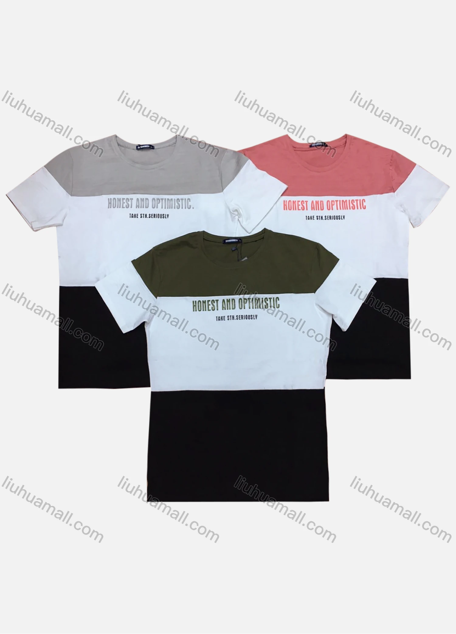 Wholesale Men's Short Sleeve Splicing Letter Print T-Shirt - Liuhuamall