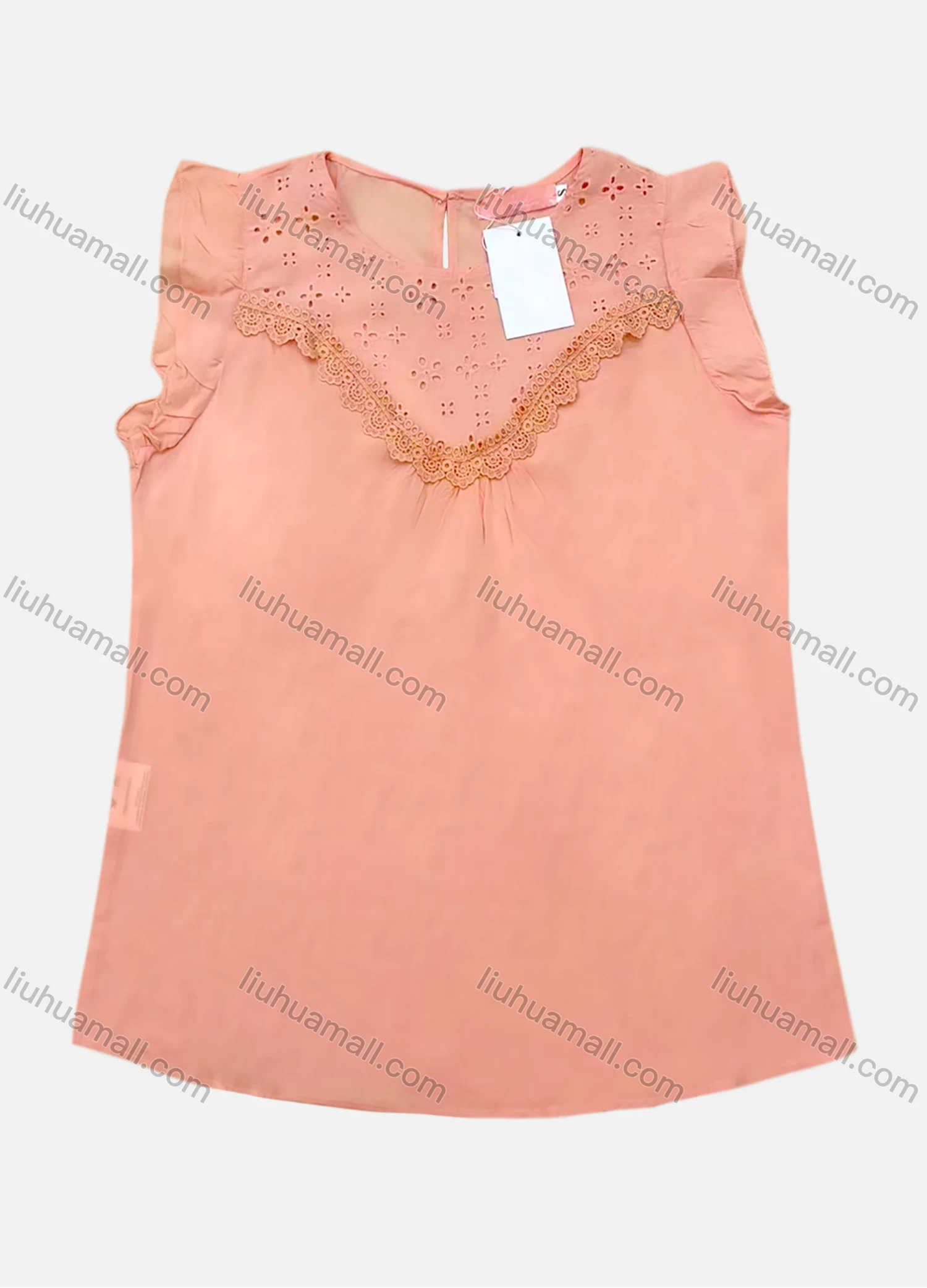 Wholesale Women's Casual Plain Round Neck Lace Trim Tank Top - Liuhuamall