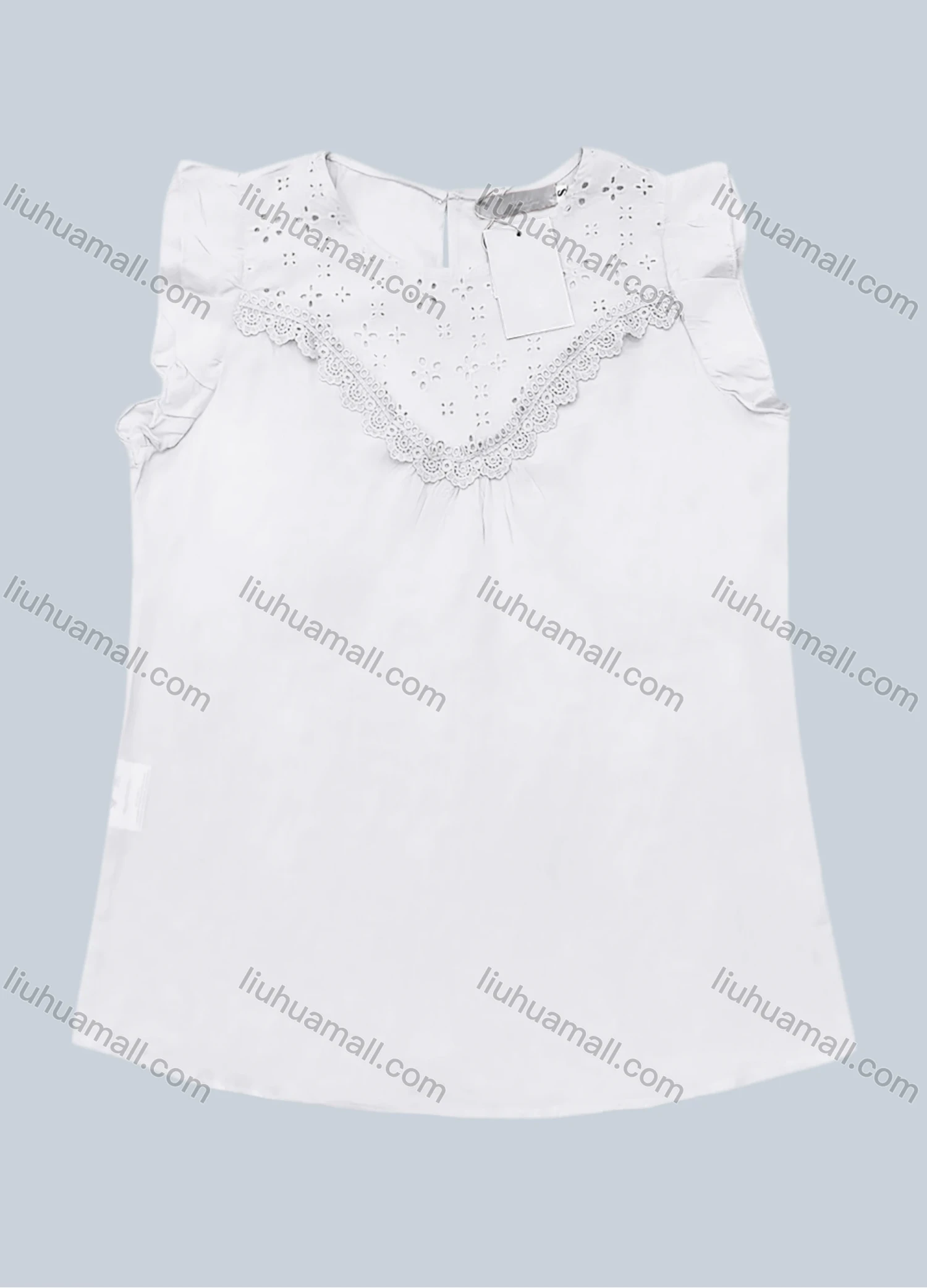 Wholesale Women's Casual Plain Round Neck Lace Trim Tank Top - Liuhuamall