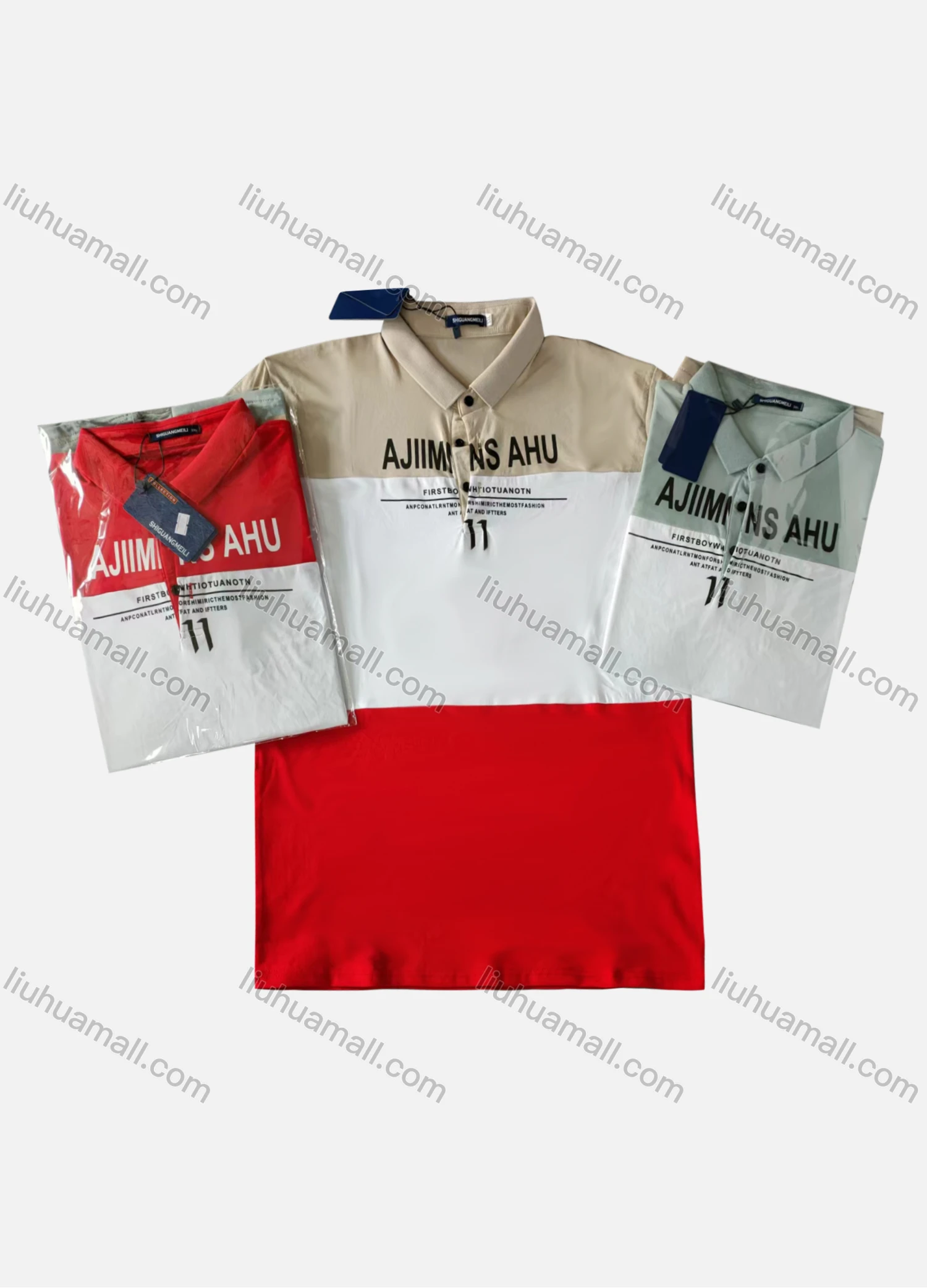 Wholesale Men's Short Sleeve Splicing Letter Print Polo Shirt - Liuhuamall