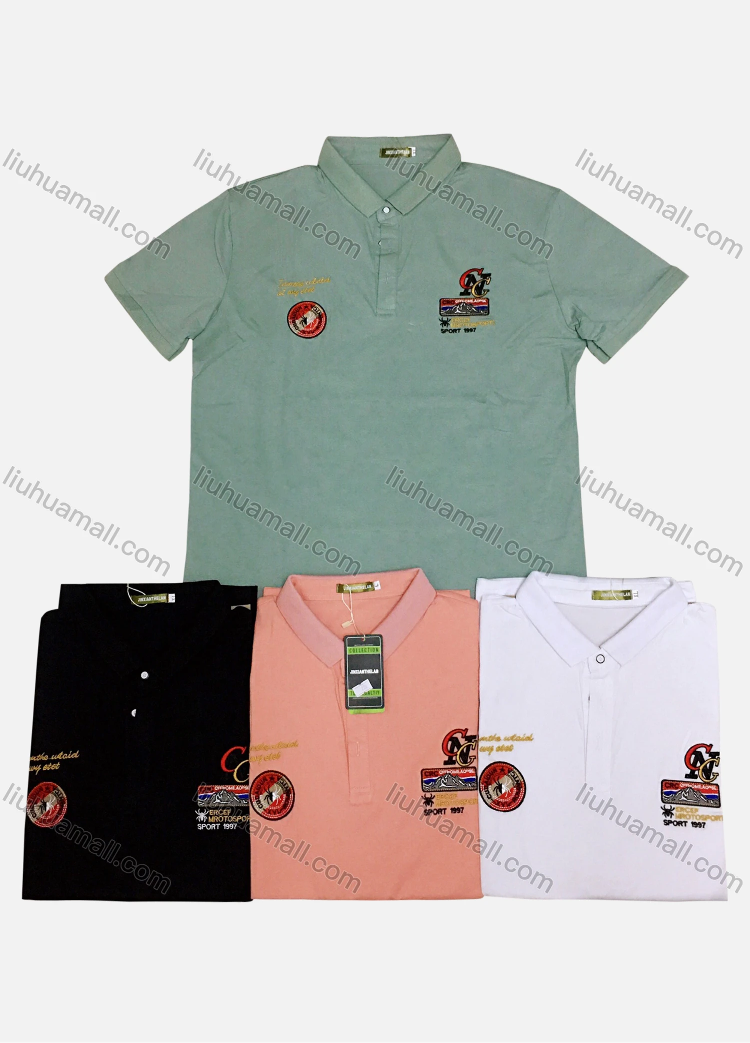 Wholesale Men's Short Sleeve Patch Label Polo Shirt - Liuhuamall