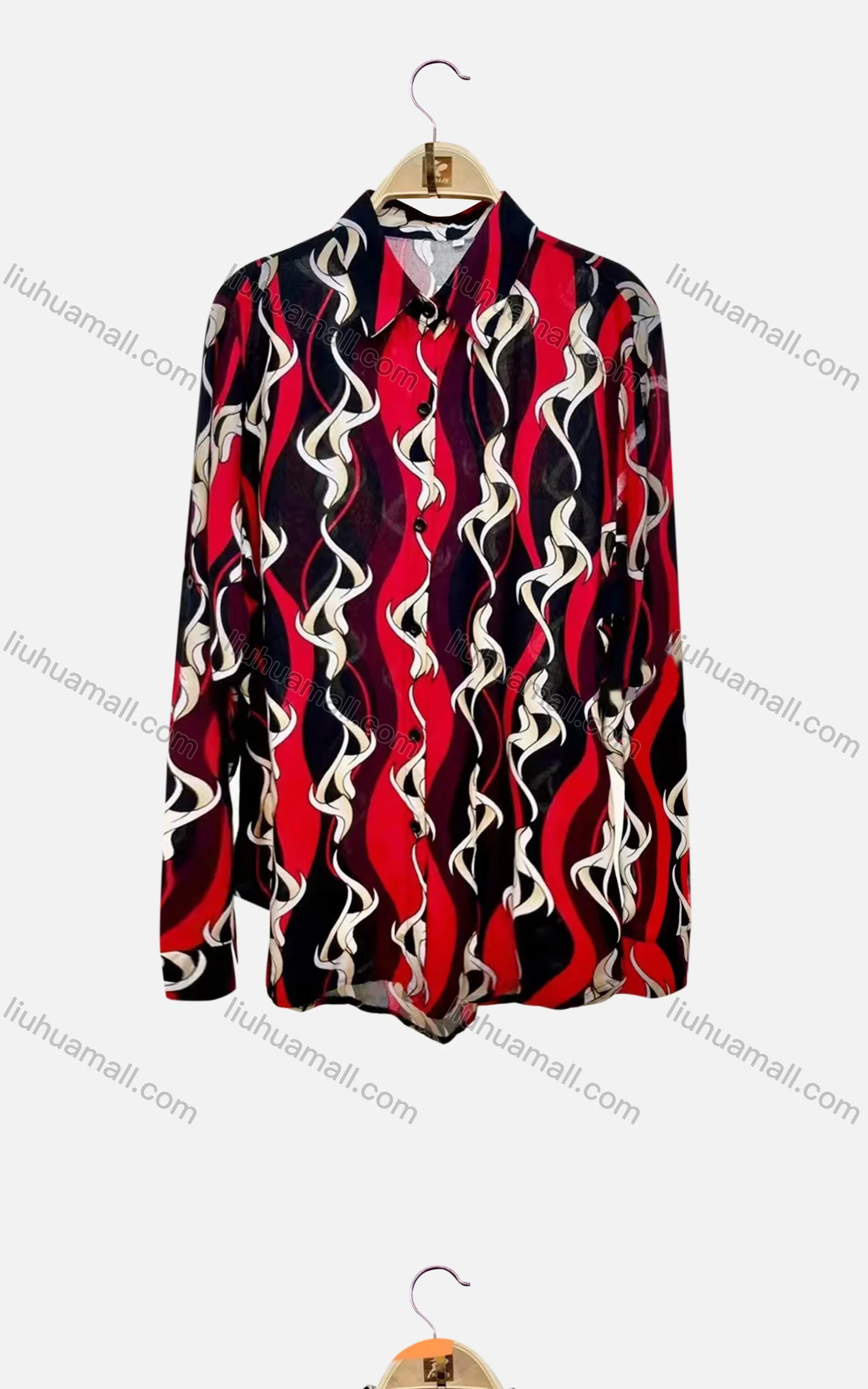 Wholesale Women's Vintage Long Sleeve Retro Graphic Button Down Shirts - Liuhuamall