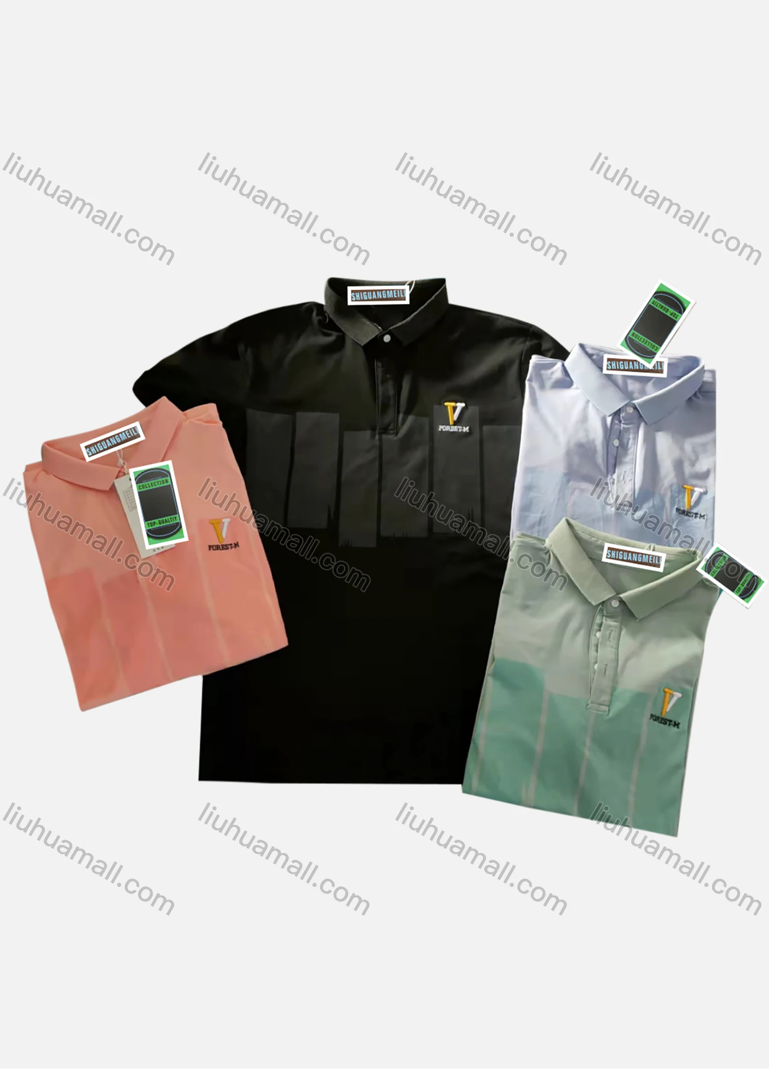 Wholesale Men's Short Sleeve Patch Label Polo Shirt - Liuhuamall