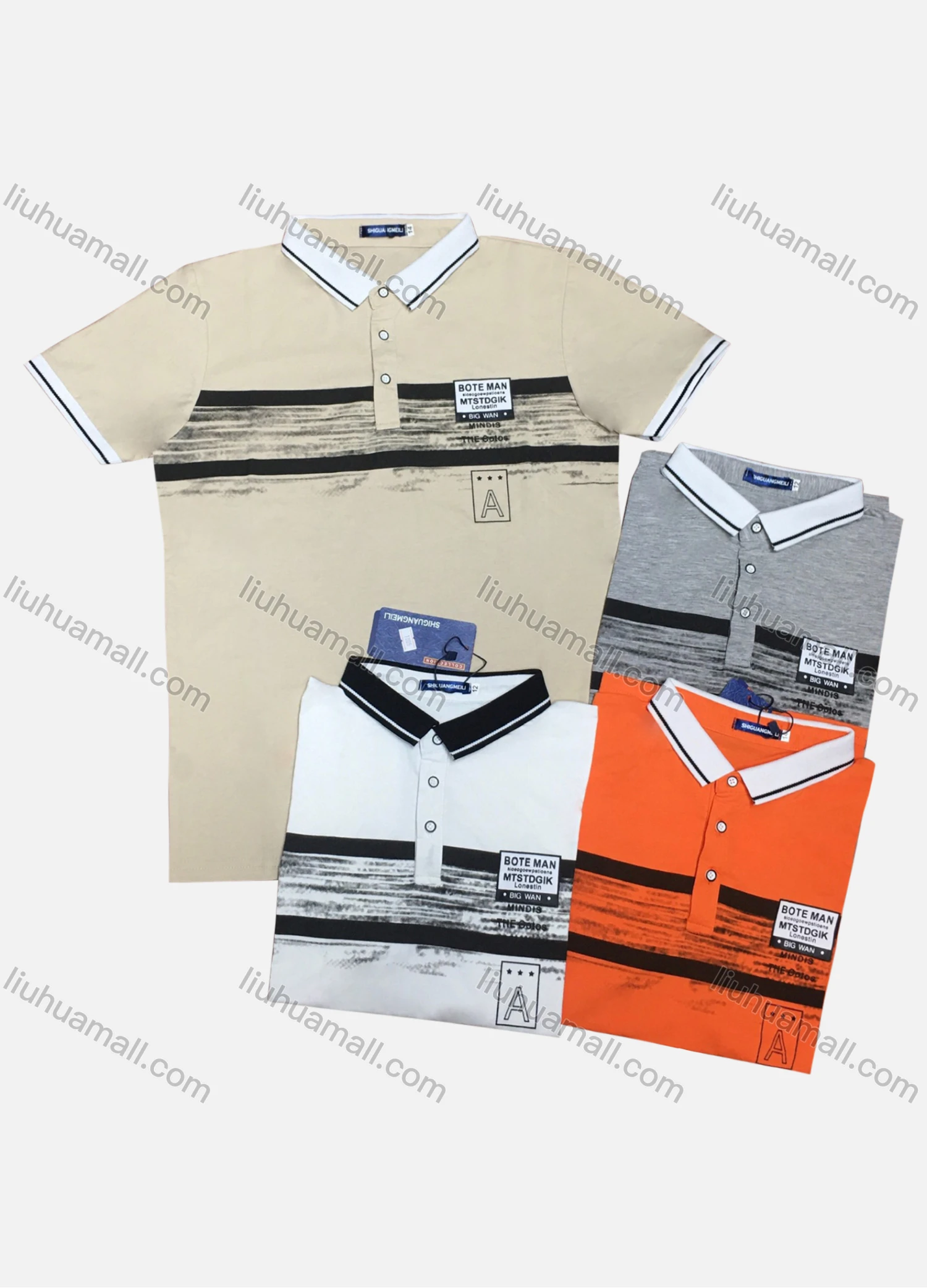 Wholesale Men's Short Sleeve Patch Label Polo Shirt - Liuhuamall
