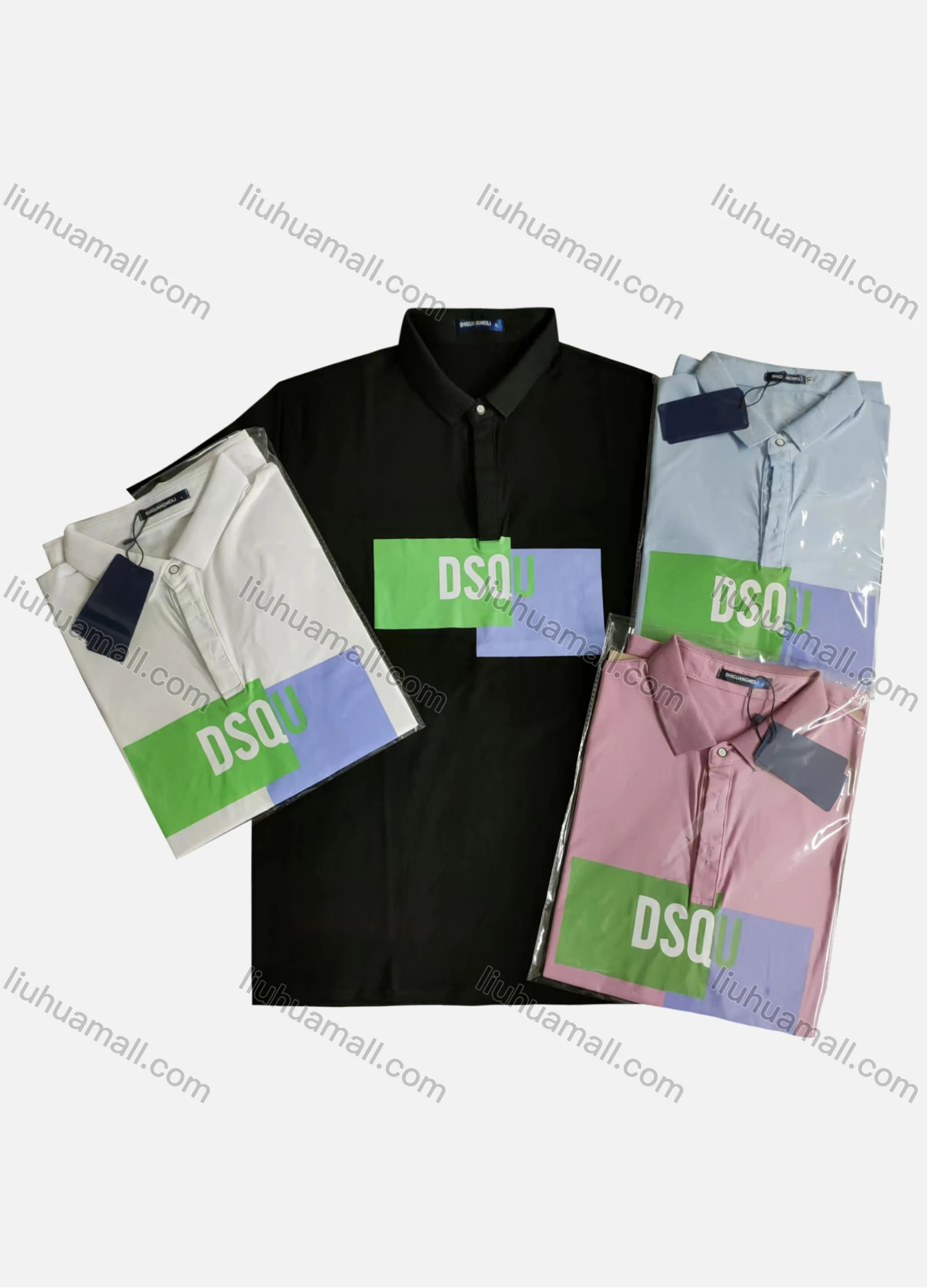Wholesale Men's Short Sleeve Letter Print Polo Shirt - Liuhuamall