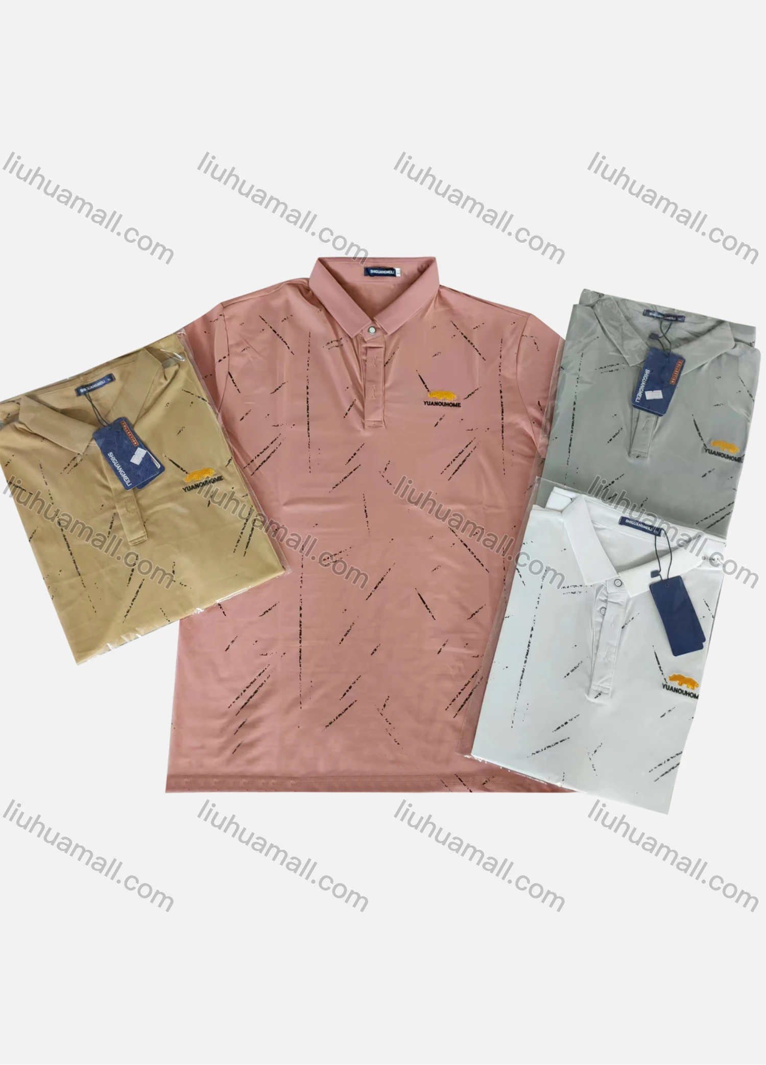 Wholesale Men's Short Sleeve Patch Label Polo Shirt - Liuhuamall