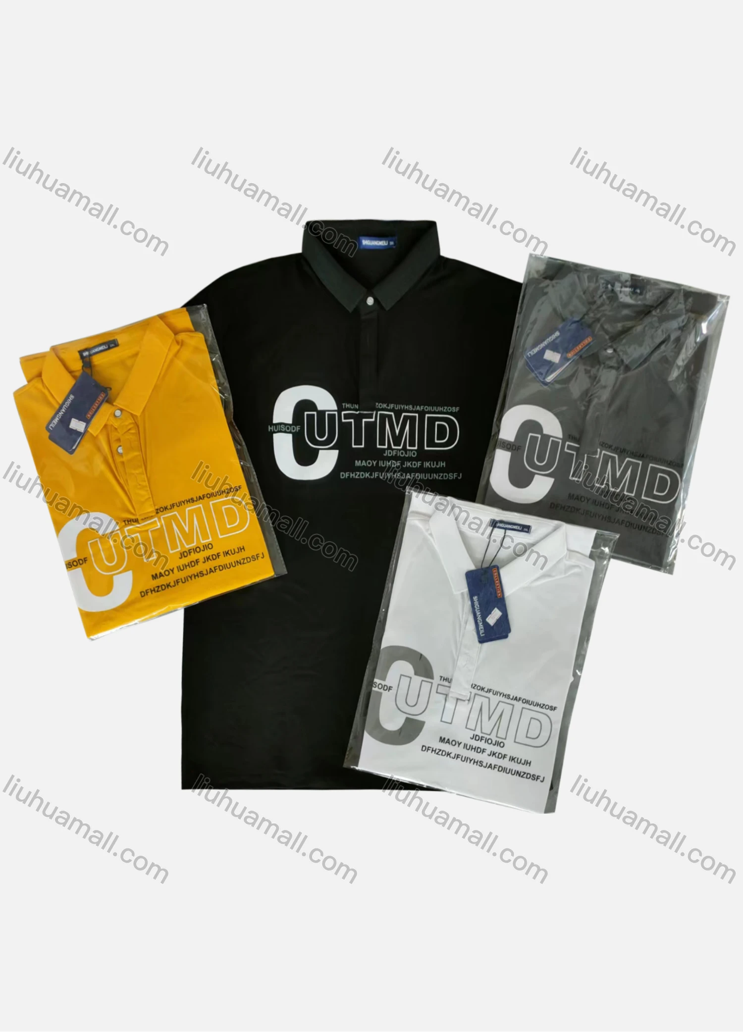 Wholesale Men's Short Sleeve Letter Print Polo Shirt - Liuhuamall