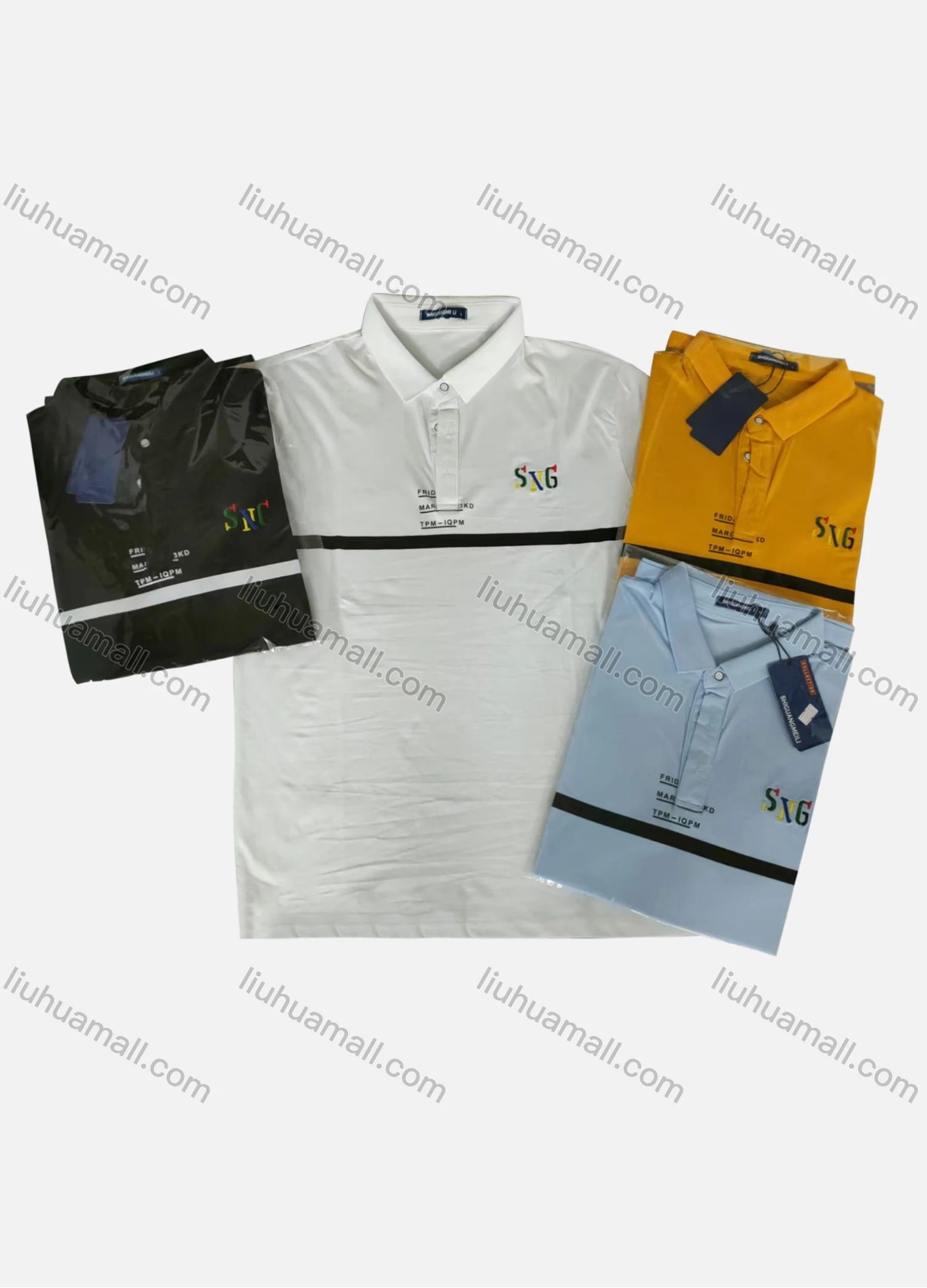 Wholesale Men's Short Sleeve Letter Print Polo Shirt - Liuhuamall