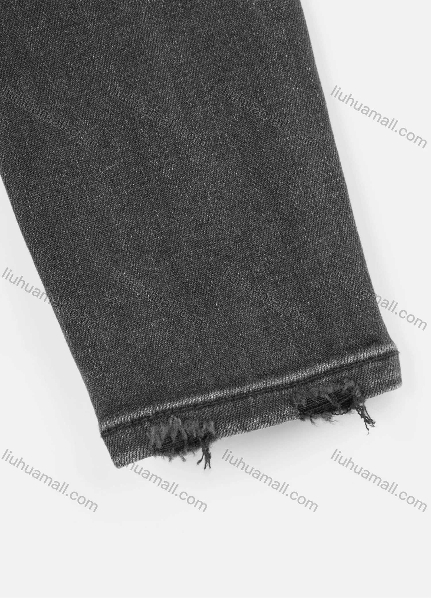 Wholesale Women's Casual Plain Frayed Raw Hem Ripped Straight Leg Wash Ankle Jeans - Liuhuamall