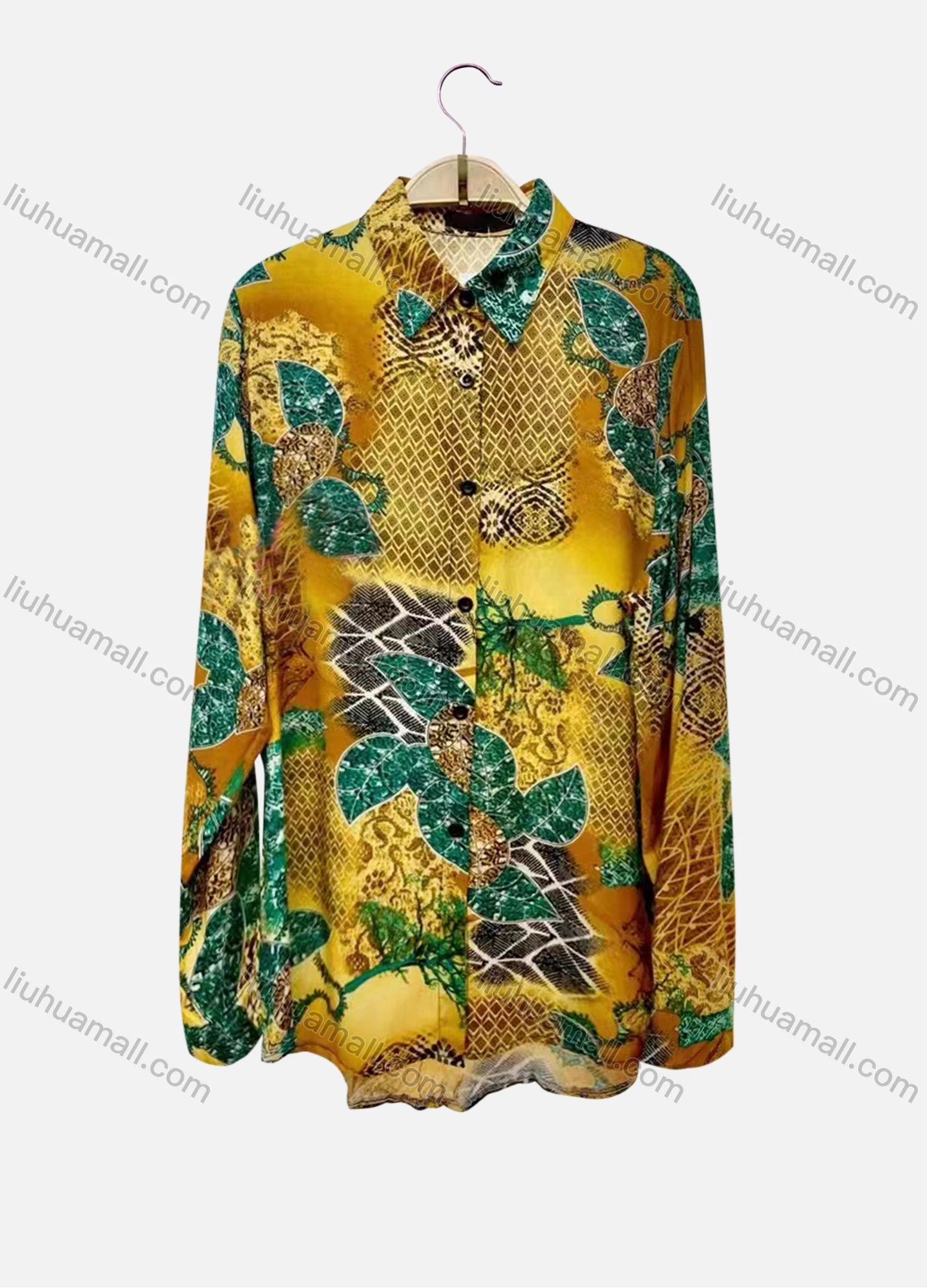 Wholesale Women's Vintage Long Sleeve Retro Graphic Button Down Shirts - Liuhuamall