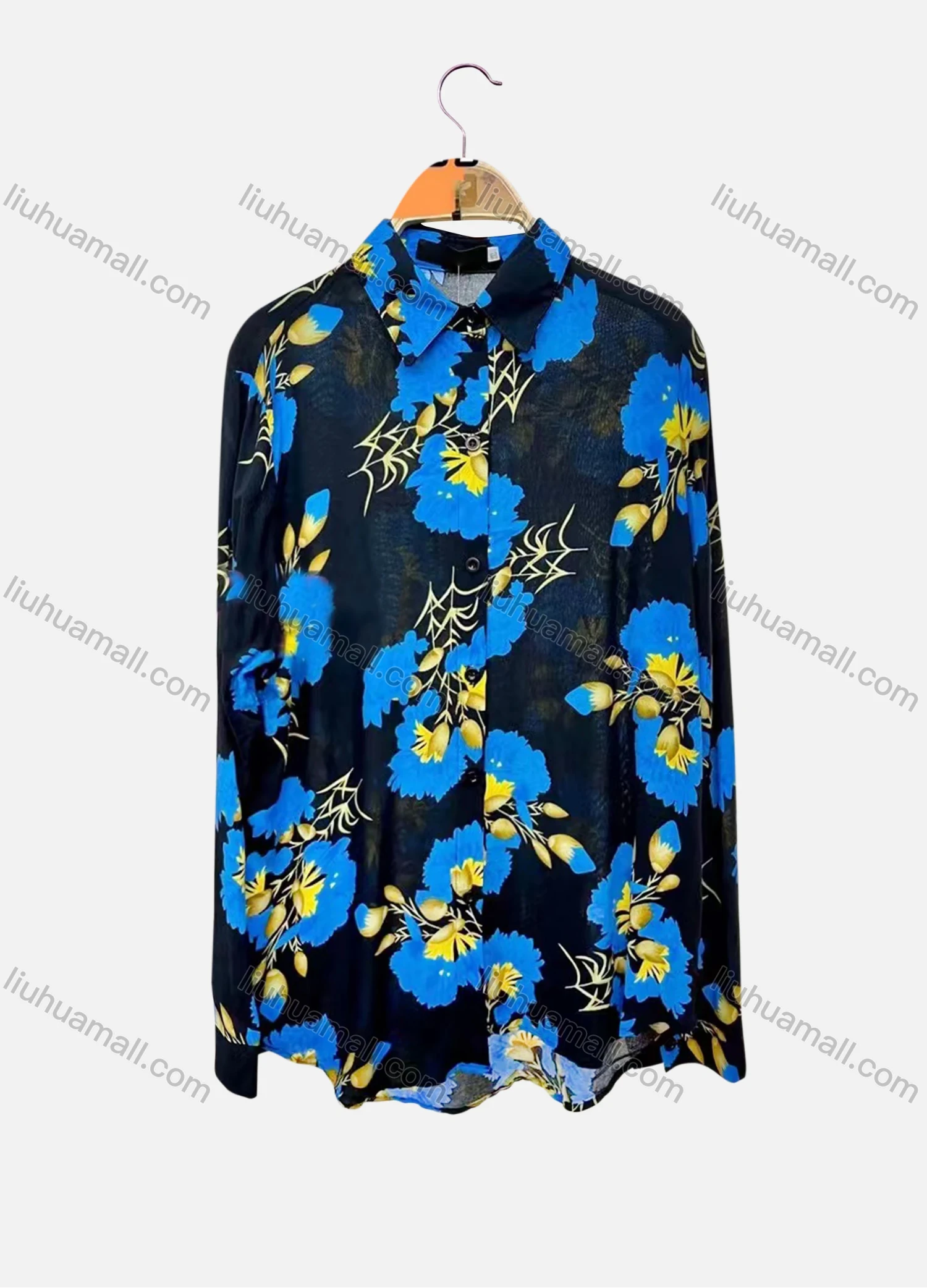Wholesale Women's Vintage Long Sleeve Floral Print Button Down Shirts - Liuhuamall