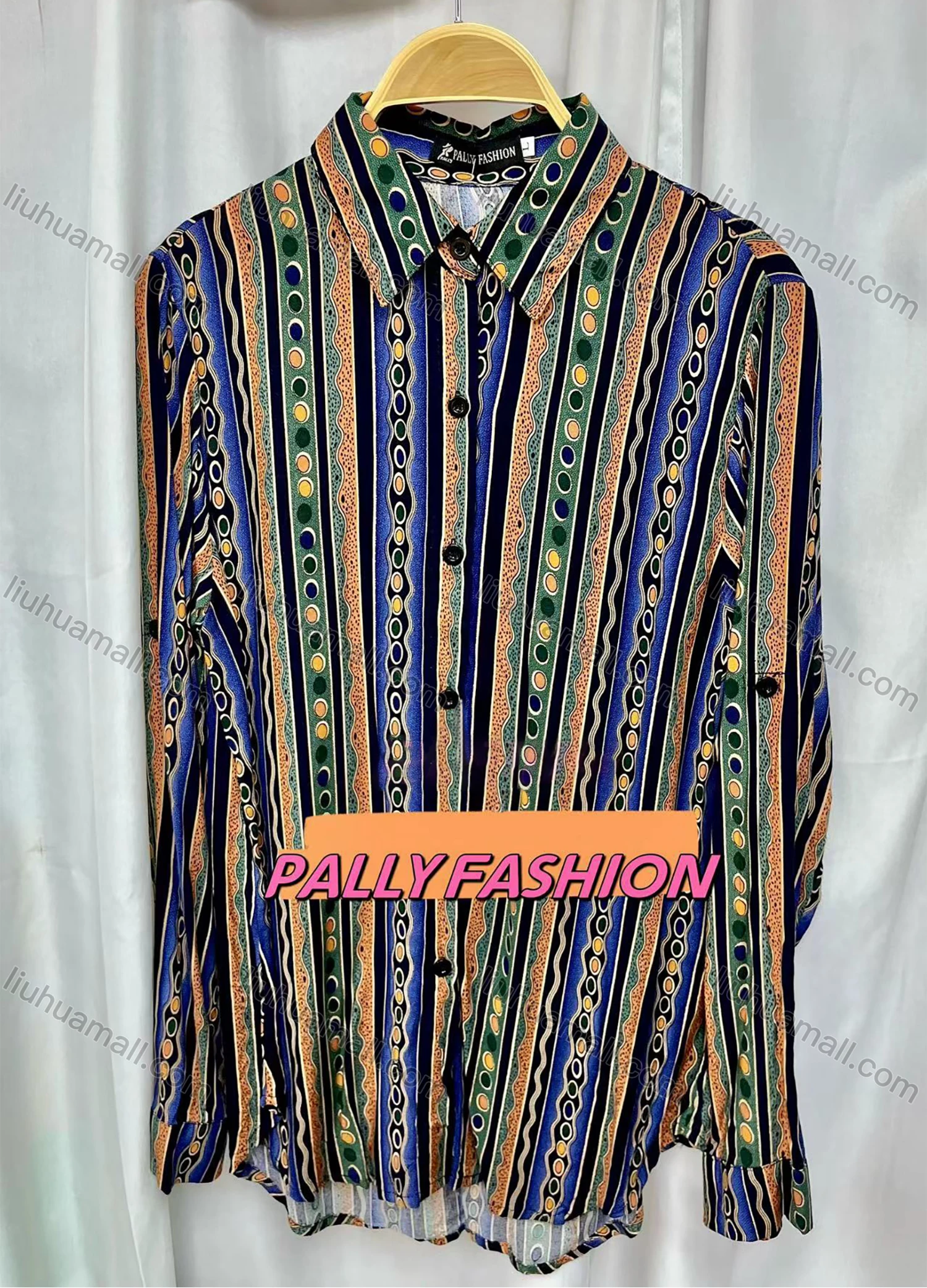 Wholesale Women's Vintage Long Sleeve Retro Graphic Button Down Shirts - Liuhuamall