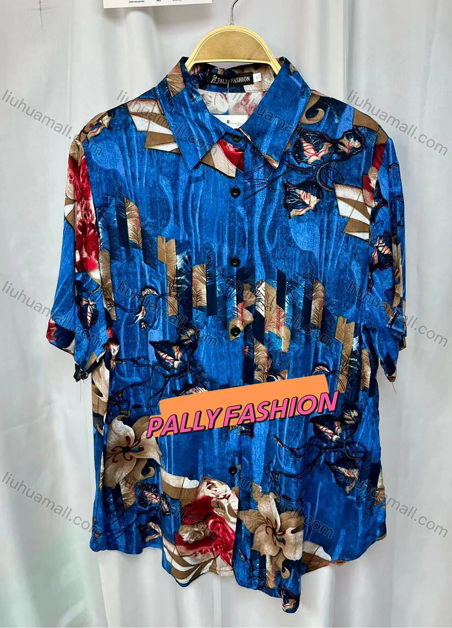 Wholesale Women's Vintage Short Sleeve Floral Print Button Down Shirts - Liuhuamall