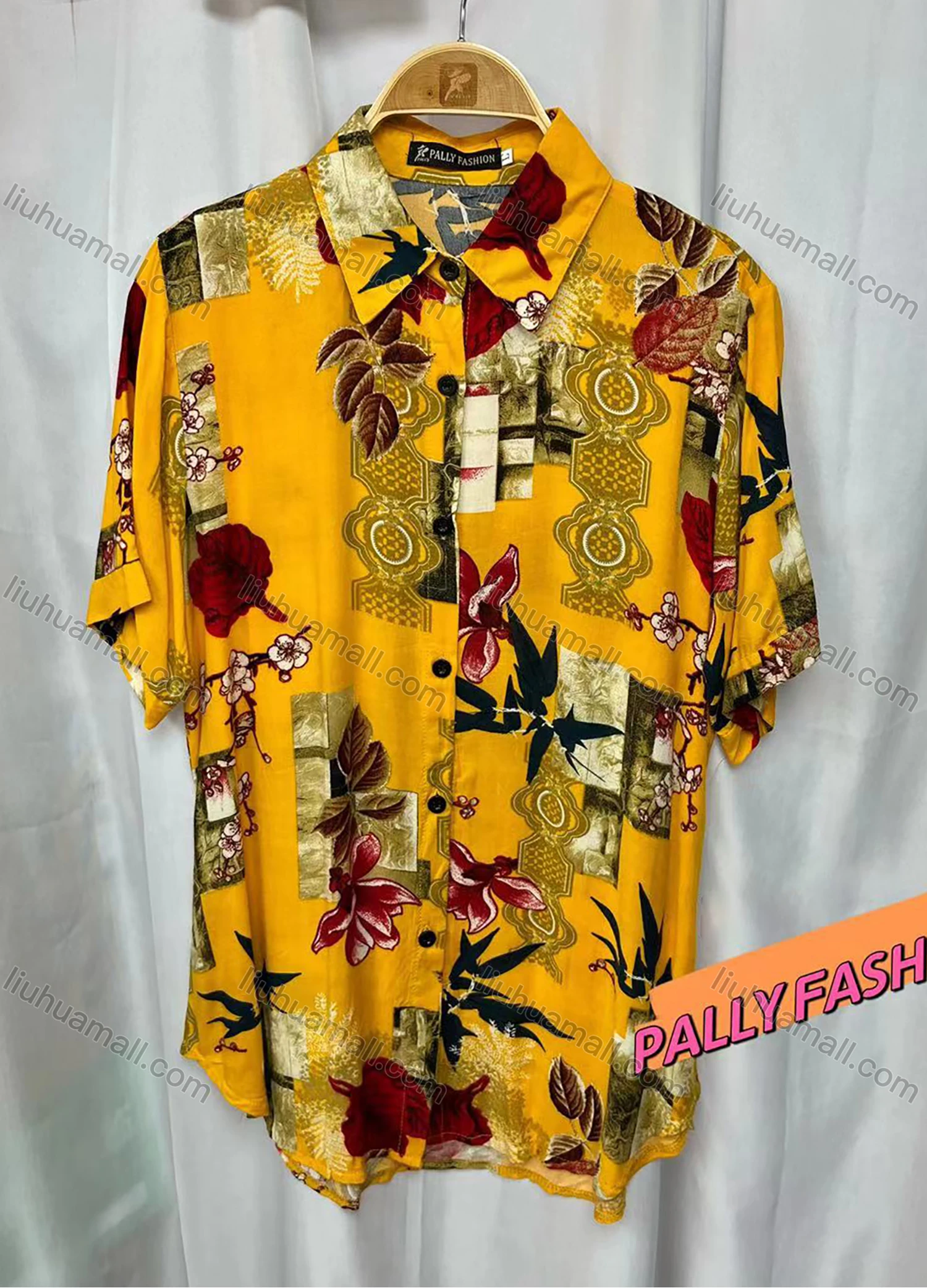 Wholesale Women's Vintage Short Sleeve Floral Print Button Down Shirts - Liuhuamall