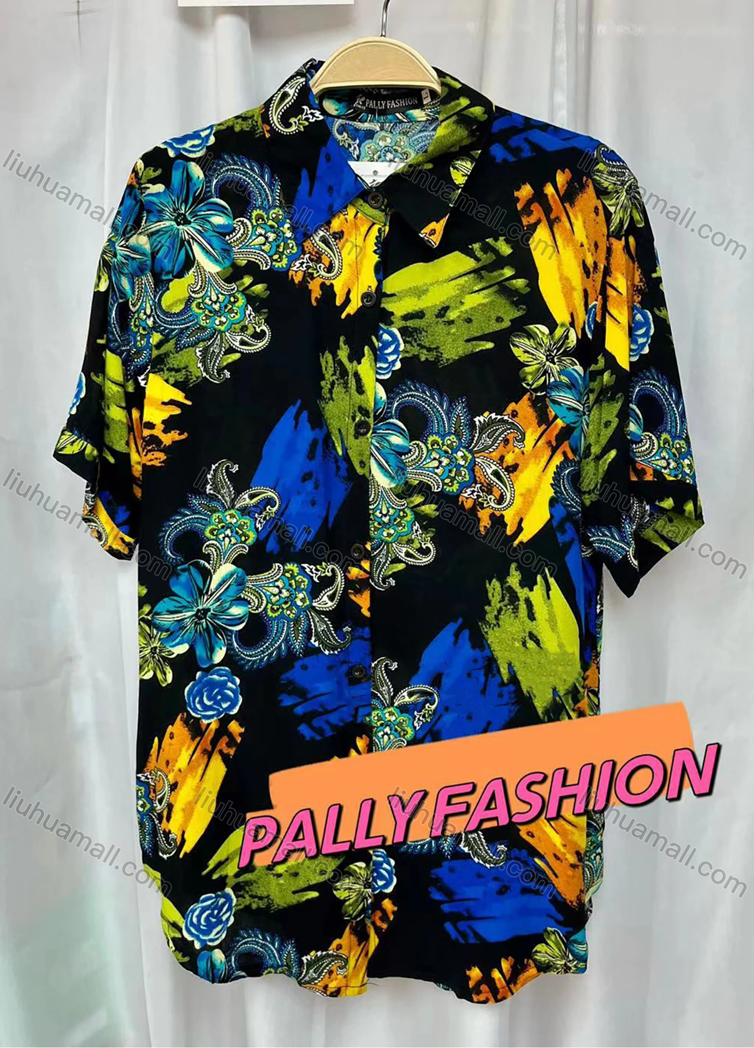 Wholesale Women's Vintage Short Sleeve Floral Abstract Print Button Down Shirts - Liuhuamall
