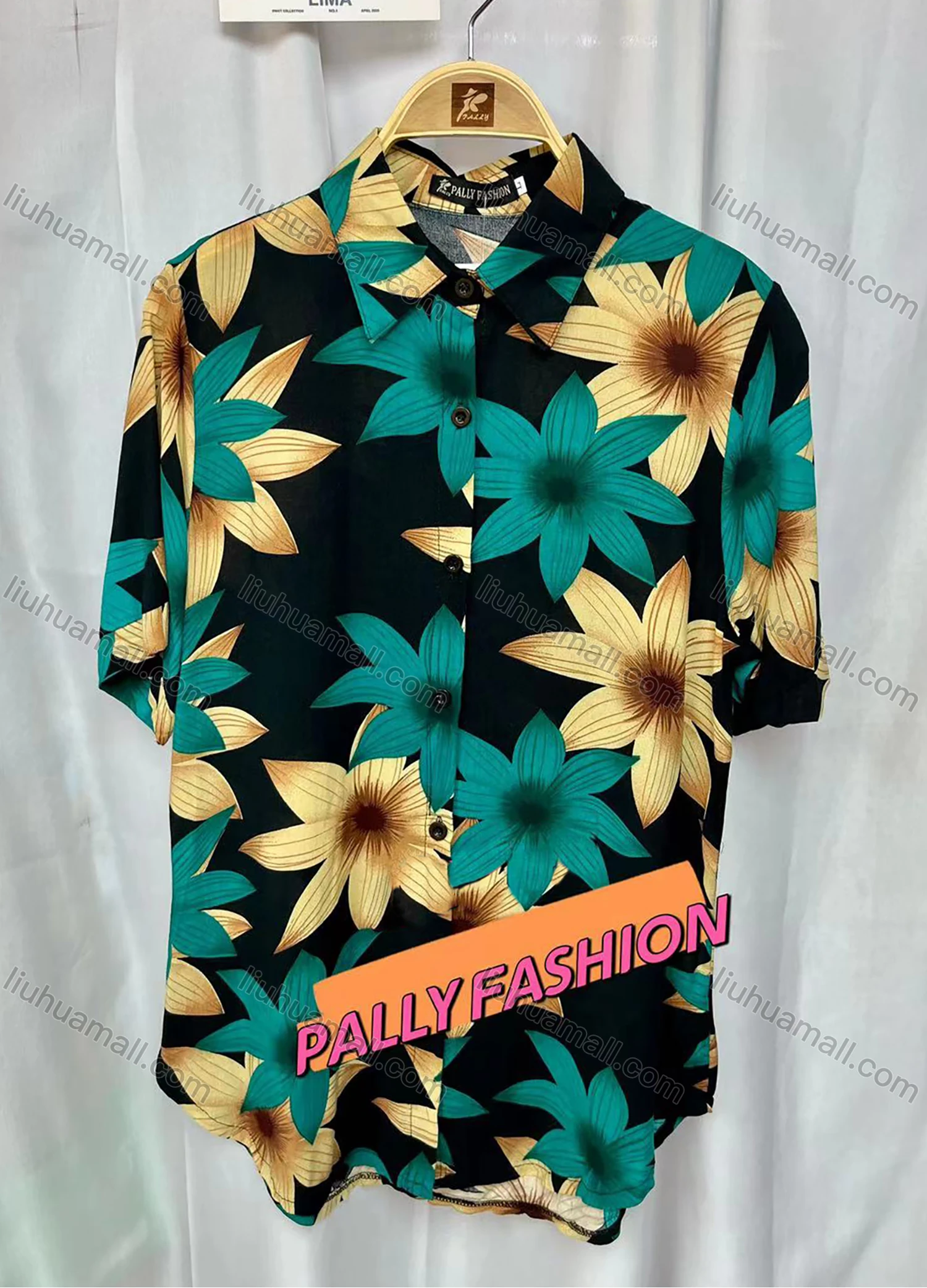 Wholesale Women's Vintage Short Sleeve Floral Print Button Down Shirts - Liuhuamall