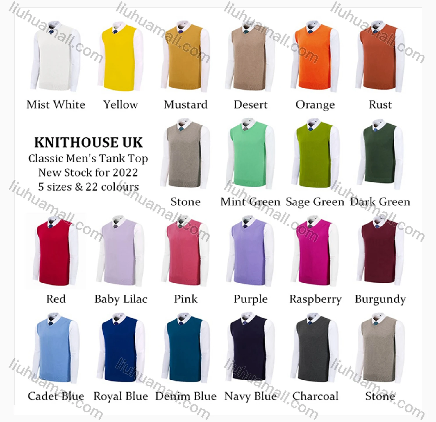 Wholesale Men's Classic Plain V Neck Sleeveless Jumpers Knit Sweater Vests - Liuhuamall