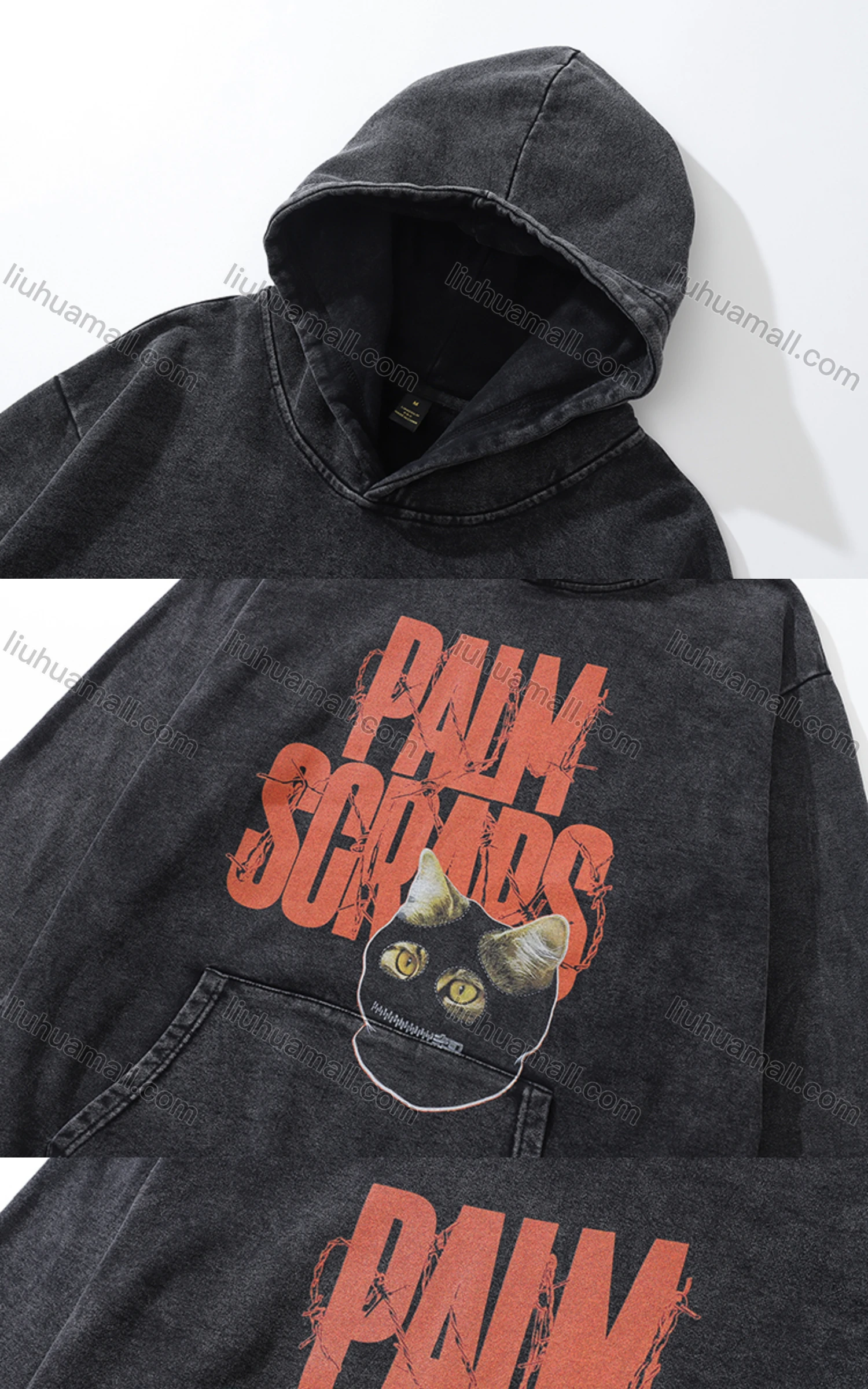 Wholesale Men's Fashion 100%Cotton Graphic Distressed Long Sleeve Hoodie Pullover Sweatshirt SML22# - Liuhuamall