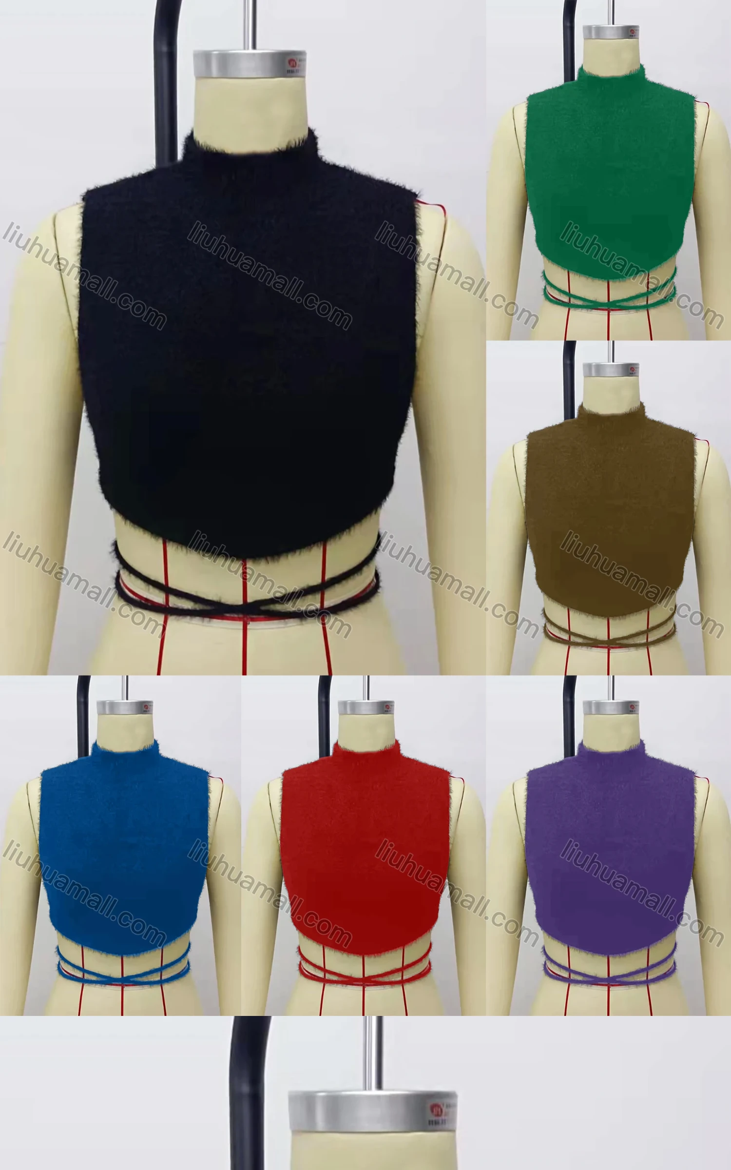 Wholesale Women's Fashion Sleeveless Mock Neck Plain Knit Sweater Top - Liuhuamall