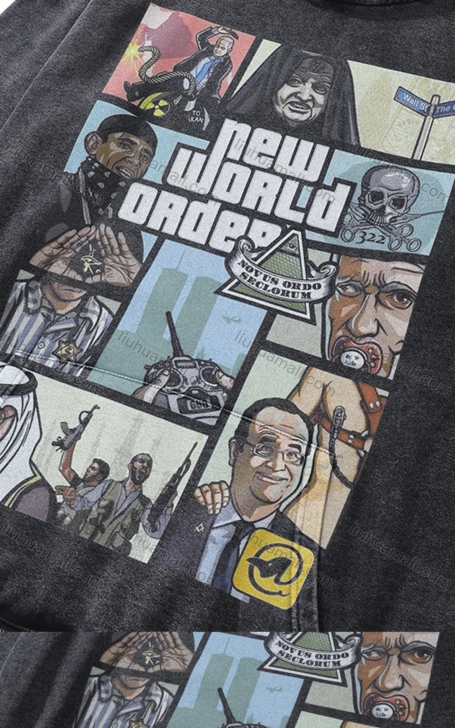 Wholesale Men's Fashion 100%Cotton Graphic Distressed Long Sleeve Hoodie Pullover Sweatshirt SML25# - Liuhuamall