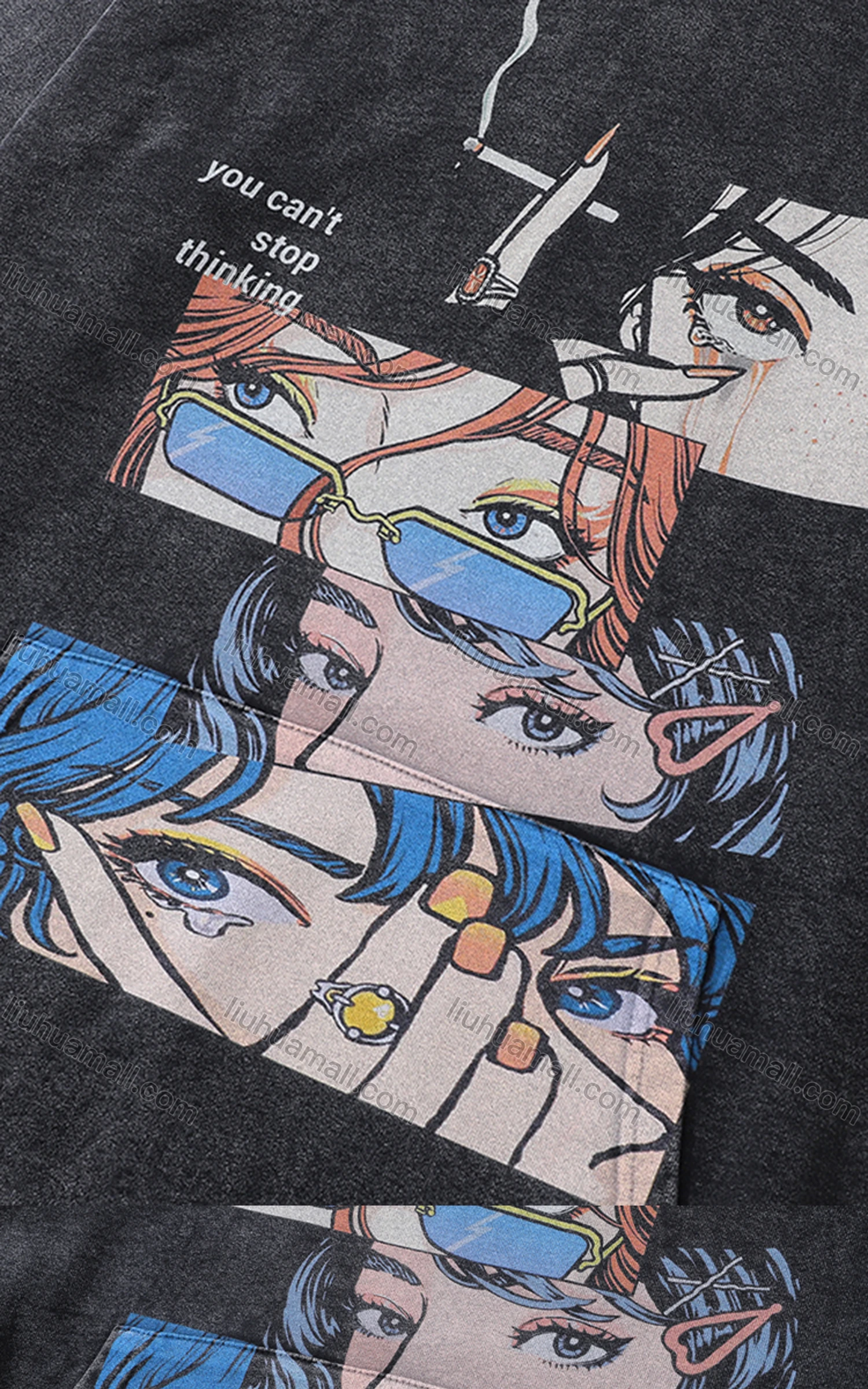 Wholesale Men's Fashion 100%Cotton Graphic Distressed Long Sleeve Hoodie Pullover Sweatshirt SML28# - Liuhuamall