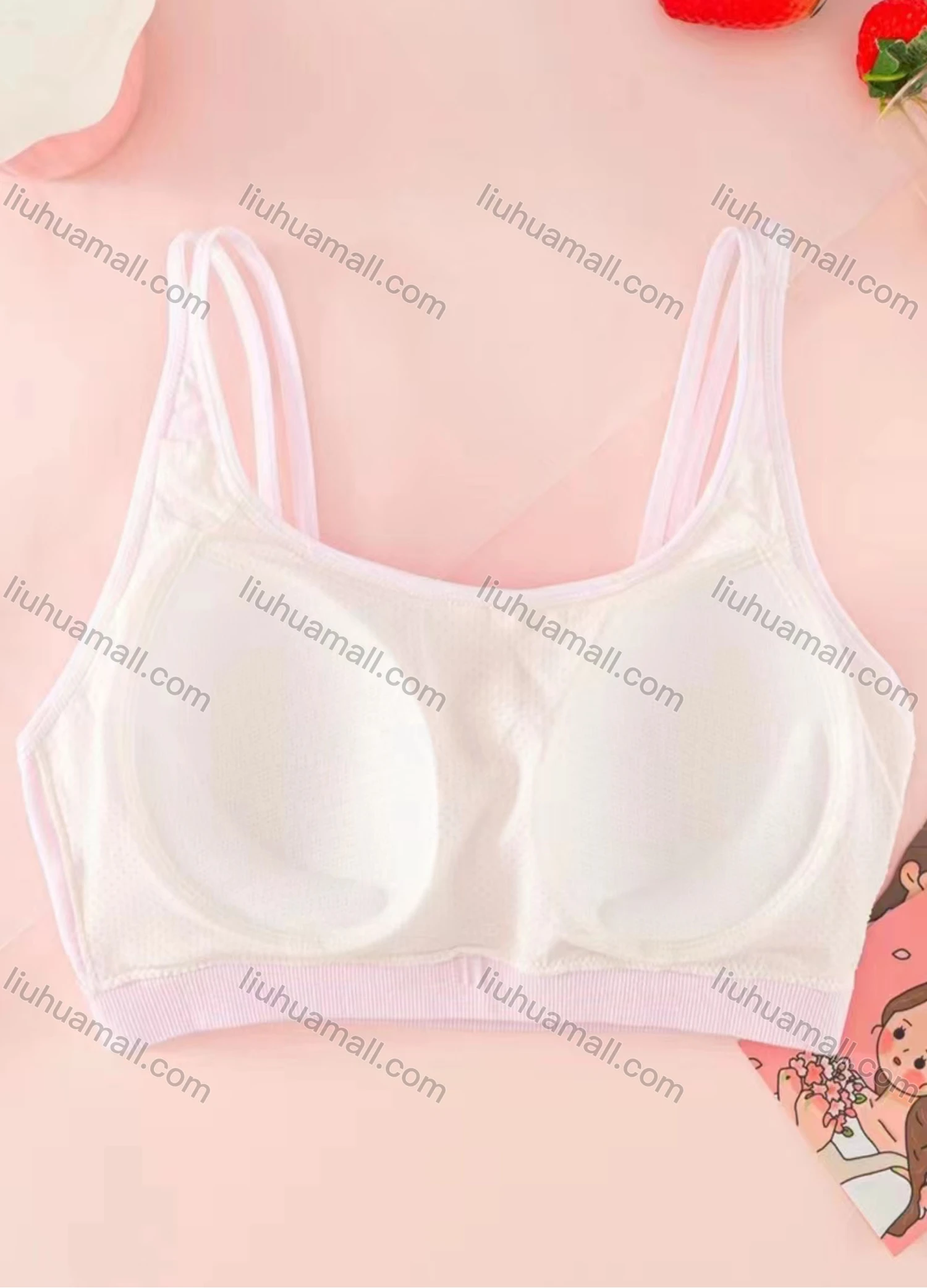 Wholesale Women's Plain Cartoon Graphics Double Straps Bra - Liuhuamall