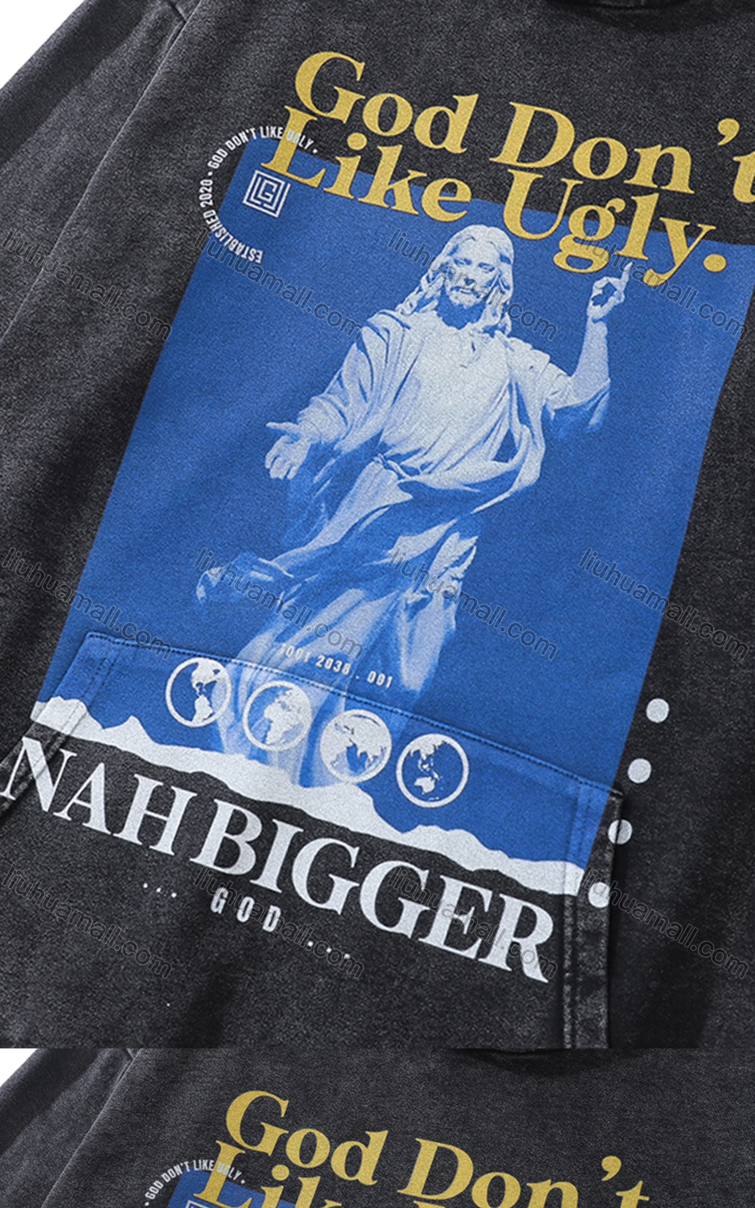 Wholesale Men's Fashion 100%Cotton Graphic Distressed Long Sleeve Hoodie Pullover Sweatshirt SML34# - Liuhuamall