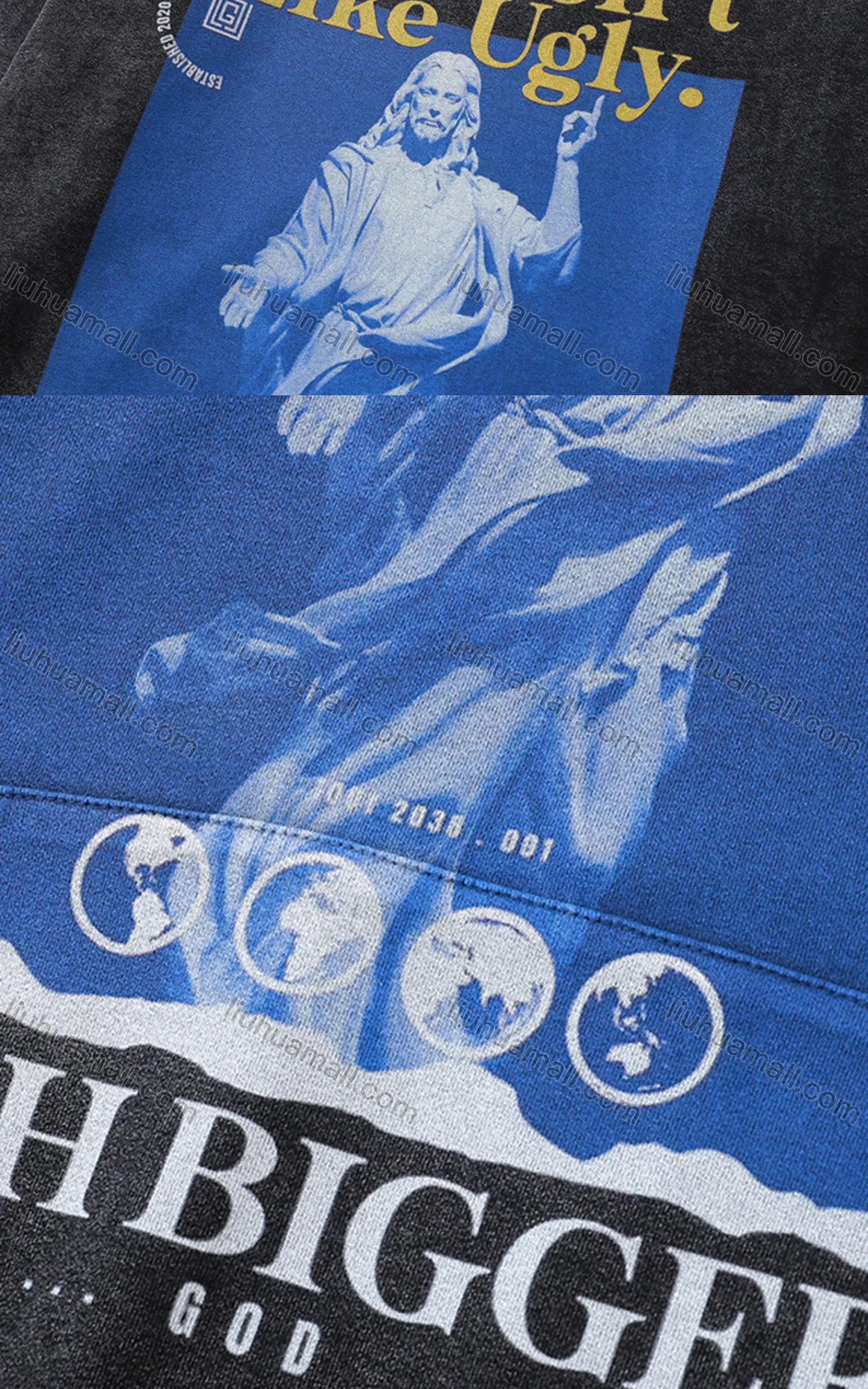 Wholesale Men's Fashion 100%Cotton Graphic Distressed Long Sleeve Hoodie Pullover Sweatshirt SML34# - Liuhuamall