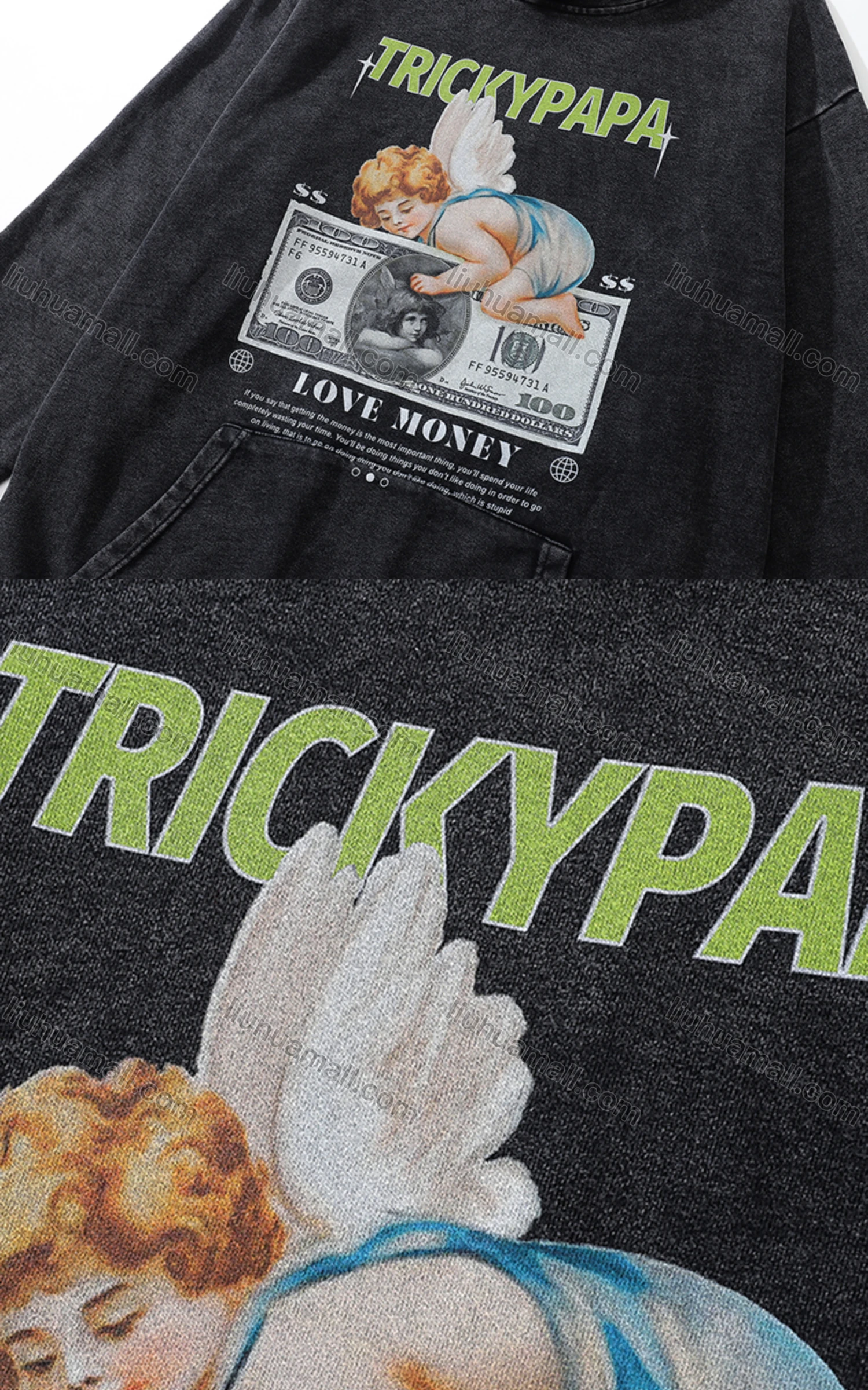 Wholesale Men's Fashion 100%Cotton Graphic Distressed Long Sleeve Hoodie Pullover Sweatshirt SML35# - Liuhuamall