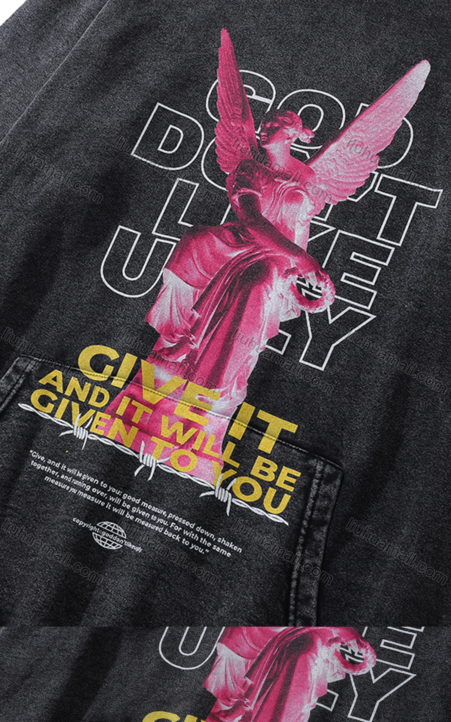 Wholesale Men's Fashion 100%Cotton Graphic Distressed Long Sleeve Hoodie Pullover Sweatshirt SML36# - Liuhuamall