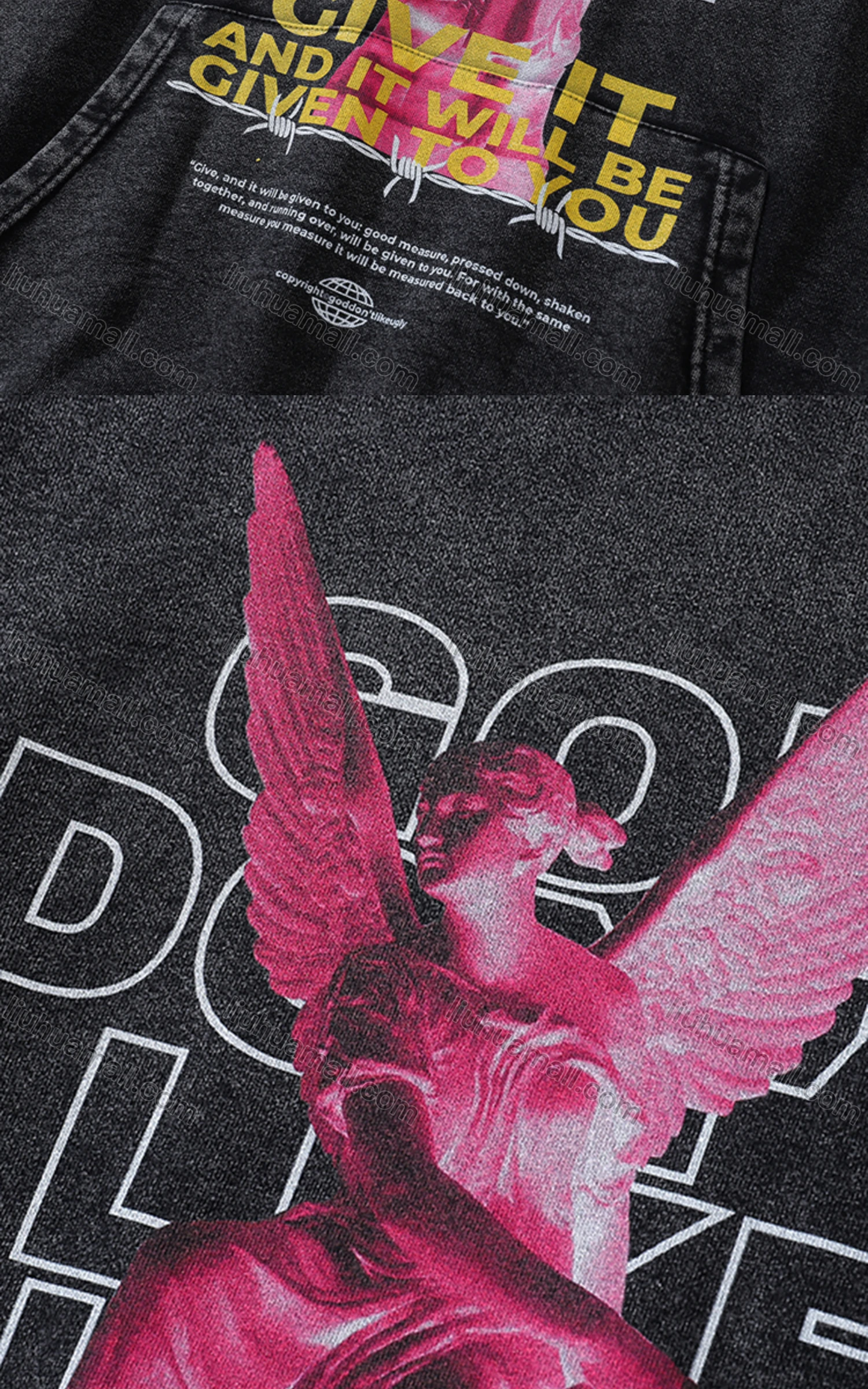 Wholesale Men's Fashion 100%Cotton Graphic Distressed Long Sleeve Hoodie Pullover Sweatshirt SML36# - Liuhuamall