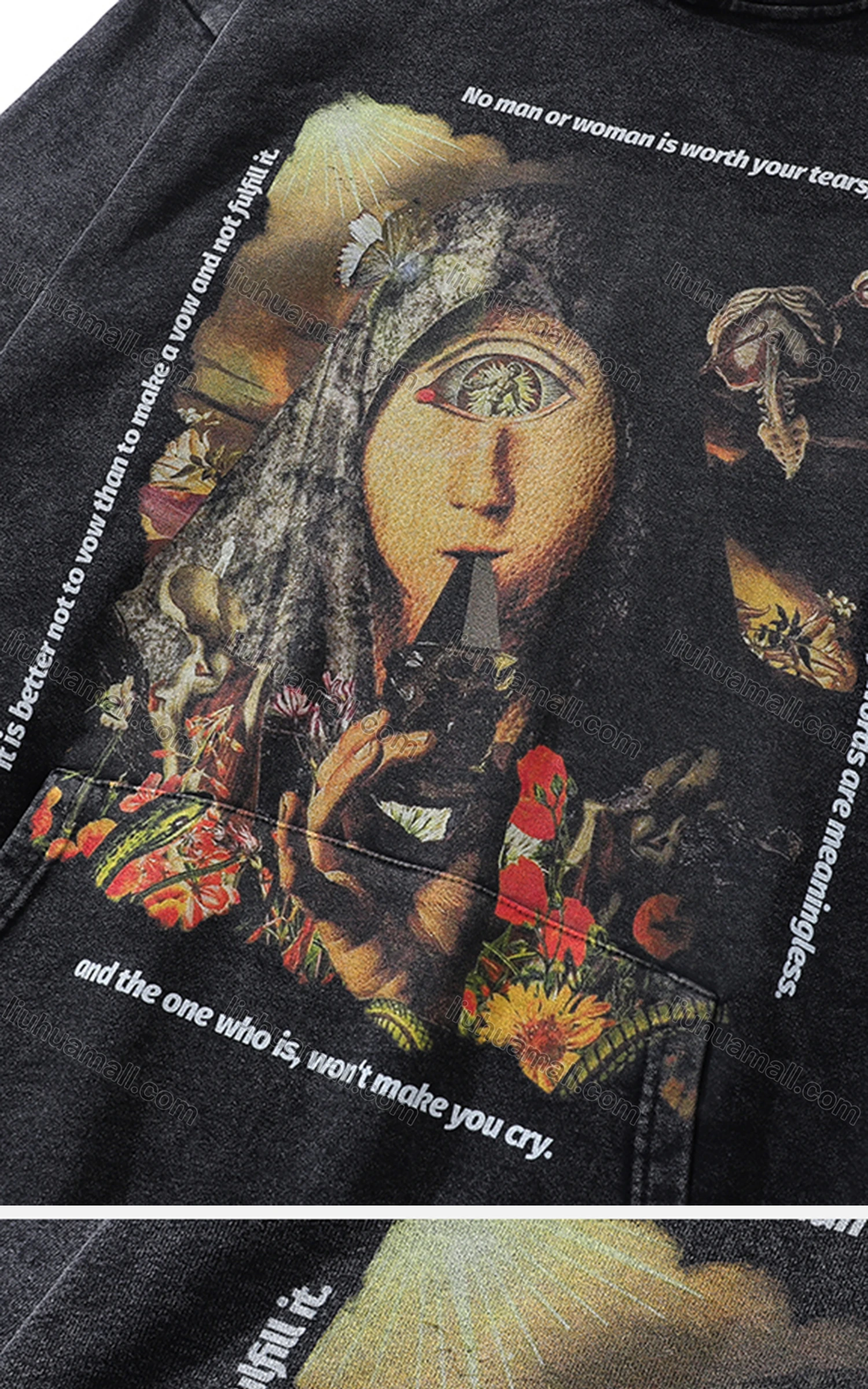 Wholesale Men's Fashion 100%Cotton Graphic Distressed Long Sleeve Hoodie Pullover Sweatshirt SML37# - Liuhuamall