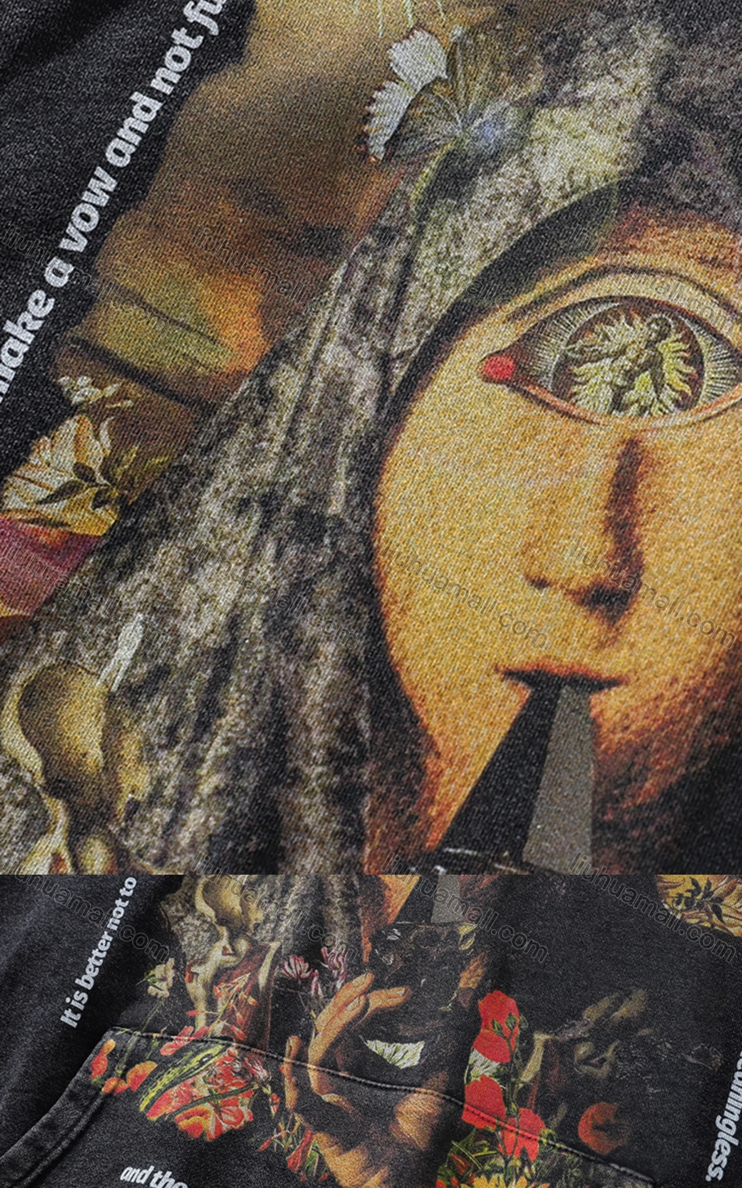 Wholesale Men's Fashion 100%Cotton Graphic Distressed Long Sleeve Hoodie Pullover Sweatshirt SML37# - Liuhuamall